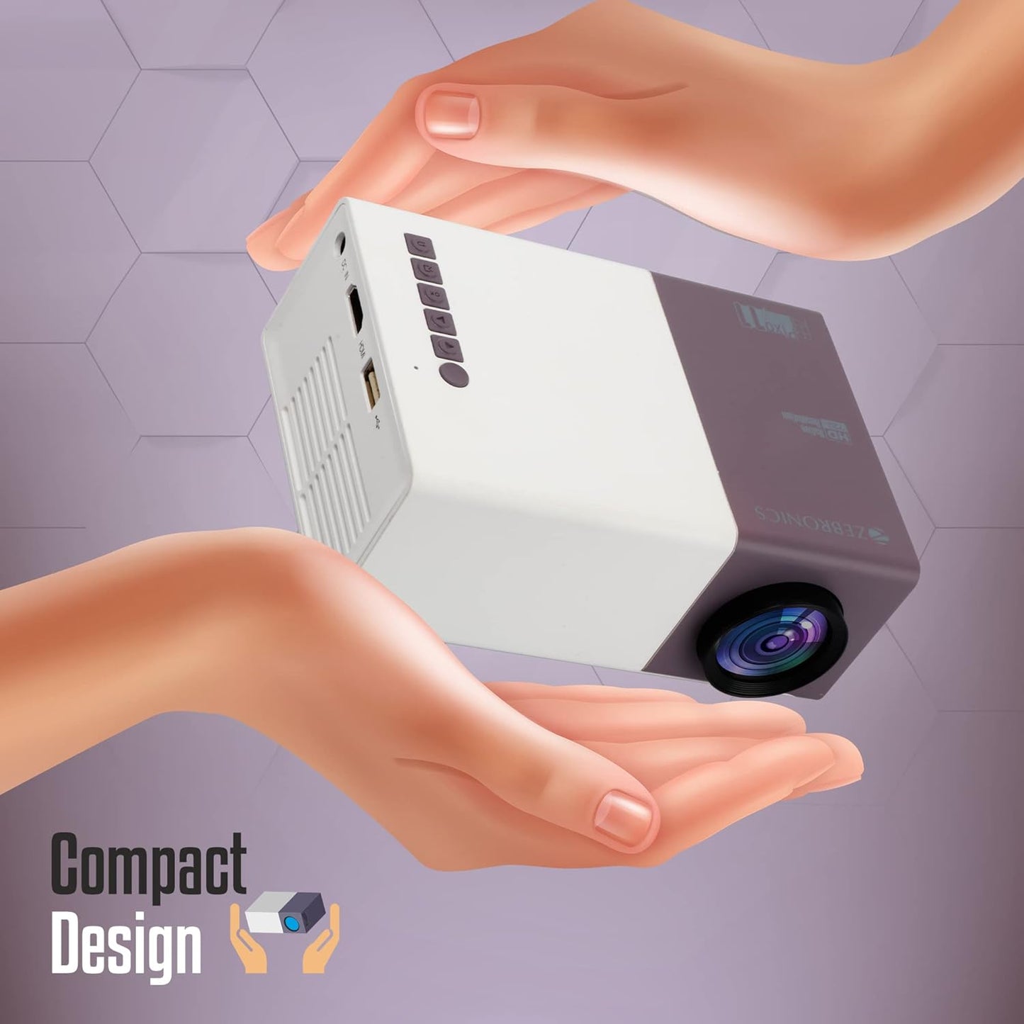 (Open Box) Zebronics Pixaplay 11 Portable LED Projector with FHD 1080p Support | 1500 Lumens | 150'' Large Screen | Dual Power Input,Built-in-Speaker, Remote Control and a Compact Design
