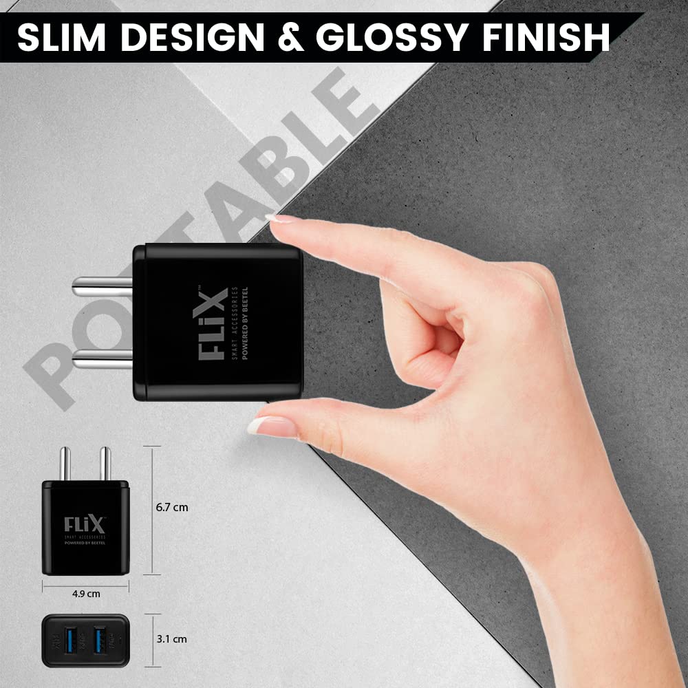 (Open Box) FLiX (Beetel) Storm 33W PD & QC Dual Port Wall Charger,USB Type A & Type C Output Widely Compatible for All Android & IOS Devices,Enhanced Safety,Light Weight & Compact,with Type C Cable (White–SD133)