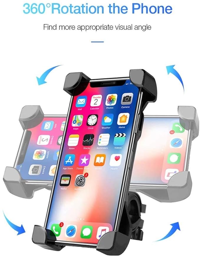 (Open Box) SUNMI Bike Phone Mount Anti Shake and Stable Aluminium Silicone Cradle Clamp with 360° Rotation Bicycle Phone Mount/Bike Accessories/Bike Phone Holder -Black