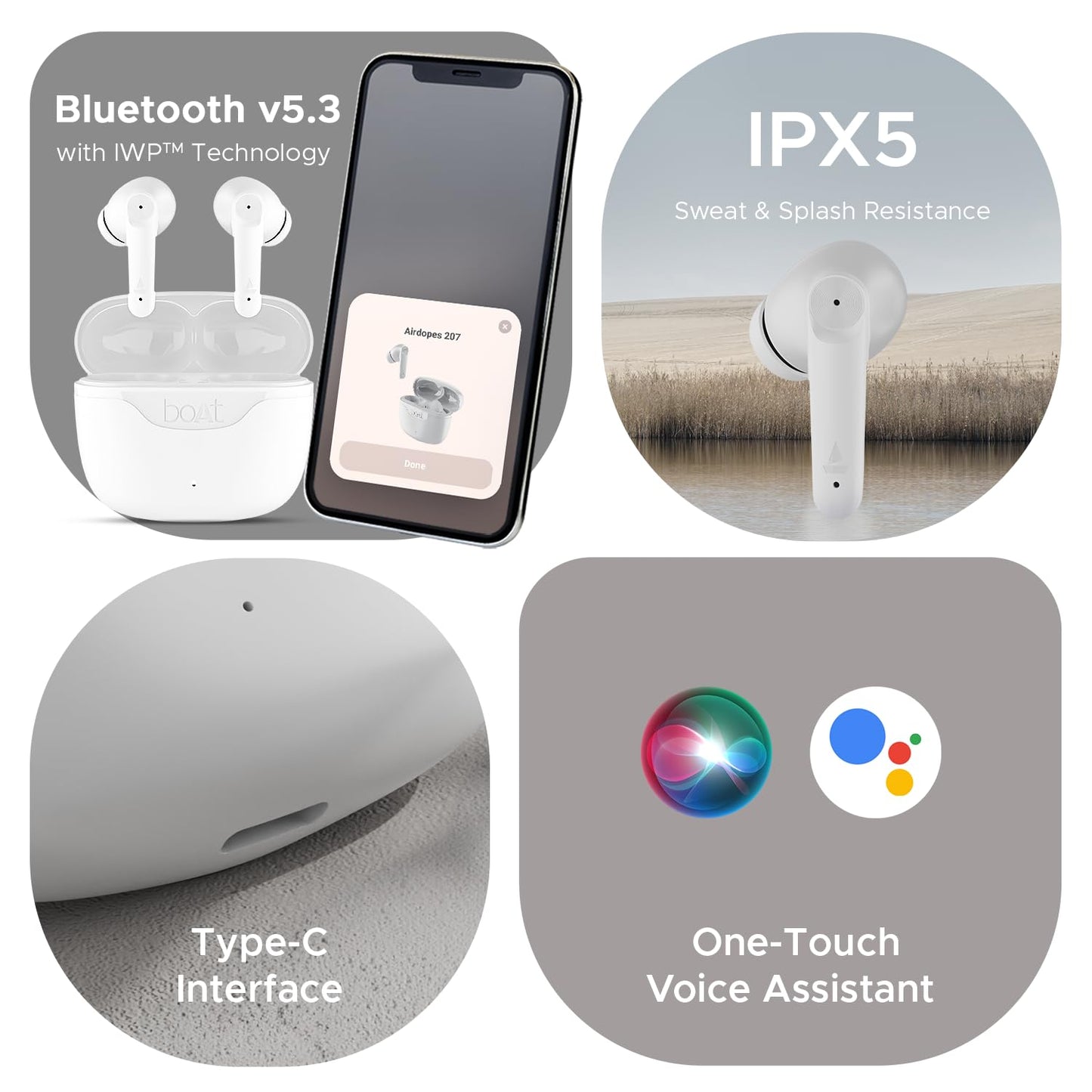 (Open Box)boAt Airdopes 207 Tws in Ear Earbuds with 50 Hrs Playtime, Quad Mics with Enx Tech, ASAP Charging, Iwp Tech, Beast Mode with 50 Ms Low Latency, Bluetooth V5.3, USB Type-C Port & Ipx5(Bold Blue)