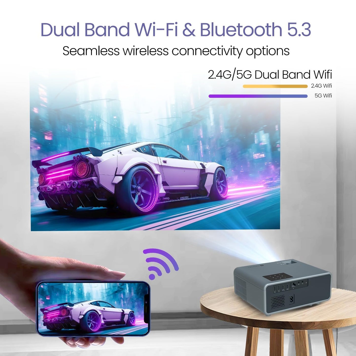 (Open Box) Portronics Beem 440 Smart LED Projector with 720p HD Resolution, Rotatable Design, Built-in Streaming Apps (Netflix, Prime Video, Hotstar), 2000 Lumens, Screen Mirroring, 3 Watts Speaker (White)