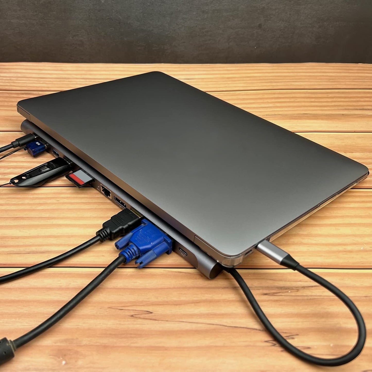 (Open Box) Amazon Basics USB-C Hub Dock 8-in-1 HDCP Aluminium Type-C Adapter with 4K HDMI Port, Ethernet 100mbps Port, USB 3.0 Port, USB-C Power Delivery, TF/SD Card Reader, Mac & Windows USB-C Devices