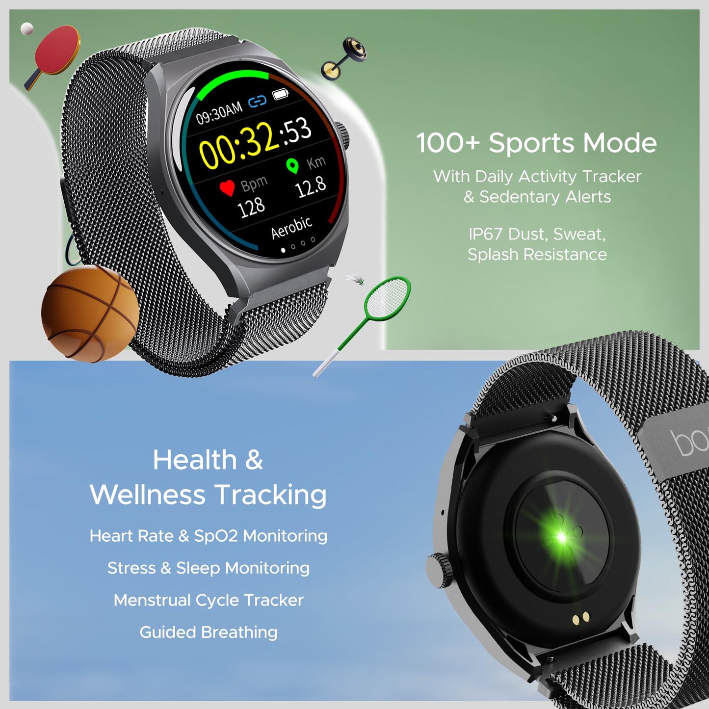(Without box)boAt Lunar Seek w/ 1.39" (3.5 cm) HD Display, Advanced Bluetooth Calling, Functional Crown, Multiple Sports Mode,100 Watch Faces, IP67 Dust, Sweat & Splash Resistance, HR & SpO2 Monitoring(Metal Grey)
