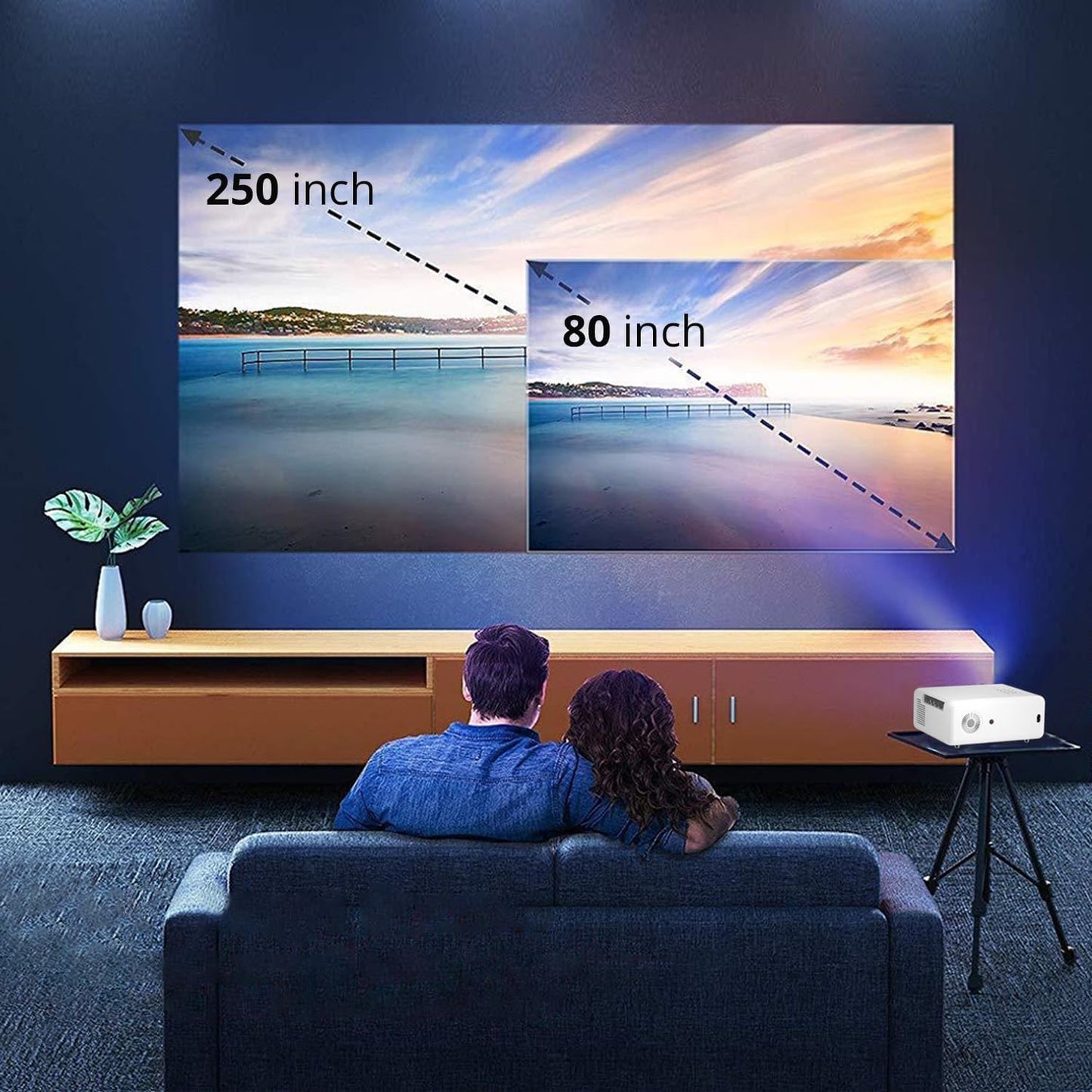 (Open Box) WZATCO Yuva Plus (Upgraded) Native 1080P Full HD Projector with 4K Support, 11700 Lumens, 250" Screen | 5 Watt HiFi Speaker, Bluetooth 5.1 | Slide Lens Door, White