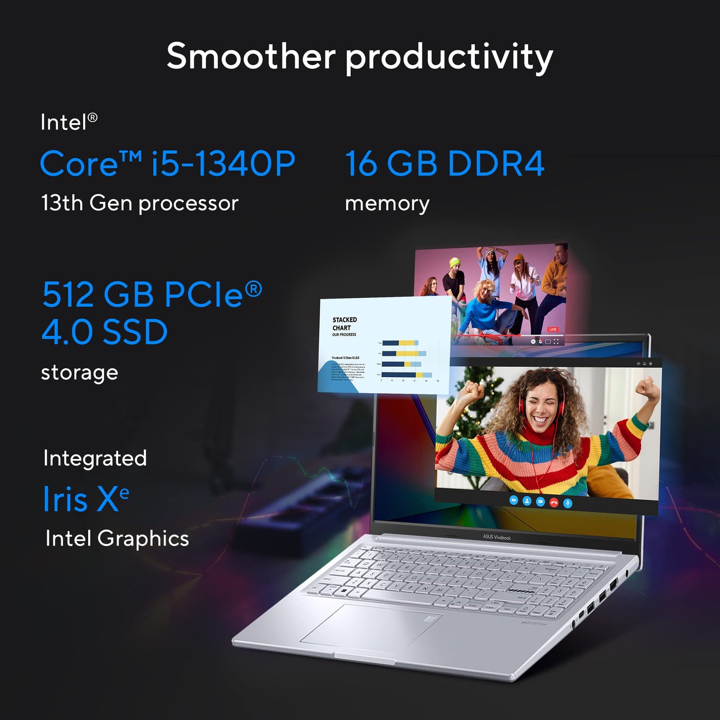 (Brand Refurbished)ASUS Vivobook 15X OLED (2023), Intel Core i5-1340P 13th Gen, 15.6" (39.62 cm) FHD OLED, Thin & Light Laptop (16GB/512GB SSD/Iris Xᵉ Graphics/Win 11/Office 2021/Silver/1.6 kg), K3504VA-LK542WS
