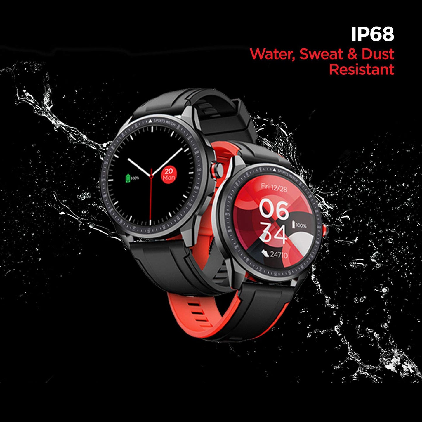 (Without box)boAt Lunar Orb w/ 1.45" (3.6 cm) AMOLED Display, BT Calling, DIY Watch Face Studio, Coins, Crest App Health Ecosystem, Live Cricket & Football Scores, IP67, Smart Watch for Men & Women(Active Black)