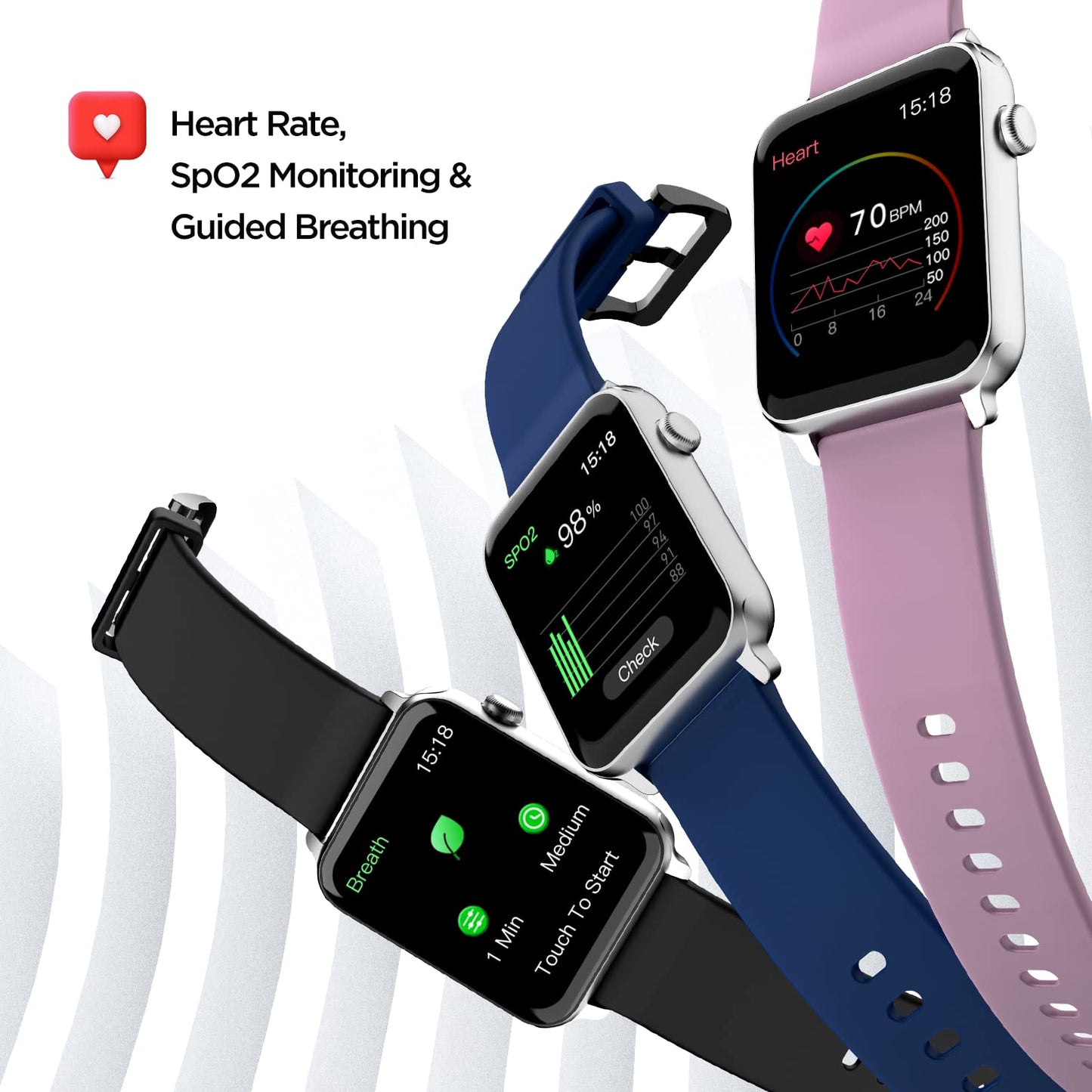 (Without Box) boAt Wave Lite Smart Watch w/ 1.69" (4.2 cm) HD Display, Heart Rate & SpO2 Level Monitor, Multiple Watch Faces, Activity Tracker, Multiple Sports Modes & IP68 (Deep Blue)