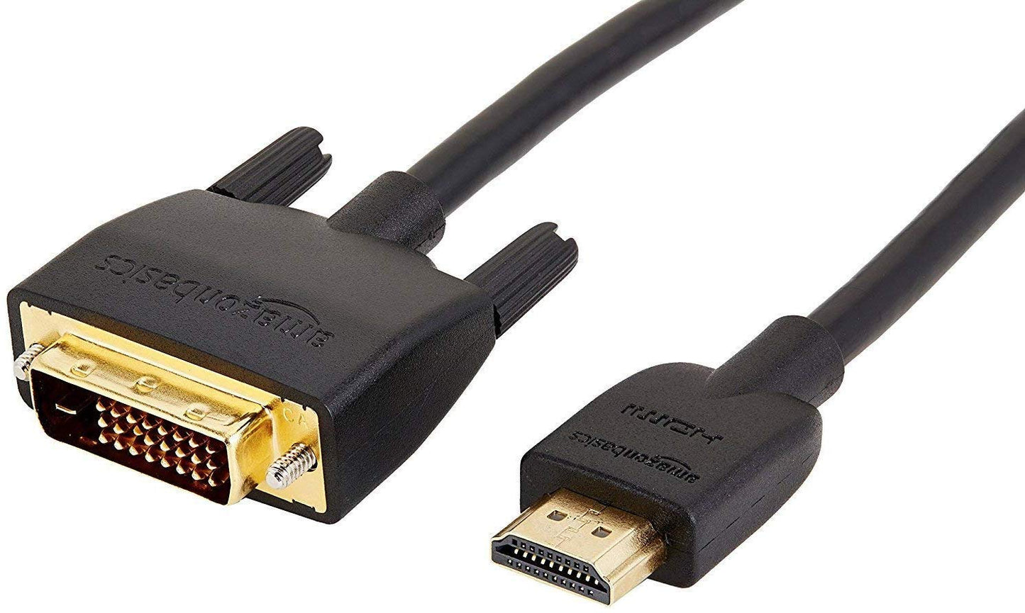 (Open Box) Amazon Basics 6-Feet VGA to VGA Cable for Monitor, Personal Computer (Black) & HL-007347 HDMI Input to DVI Output (Not VGA) Adapter Cable, 6 Feet, Black
