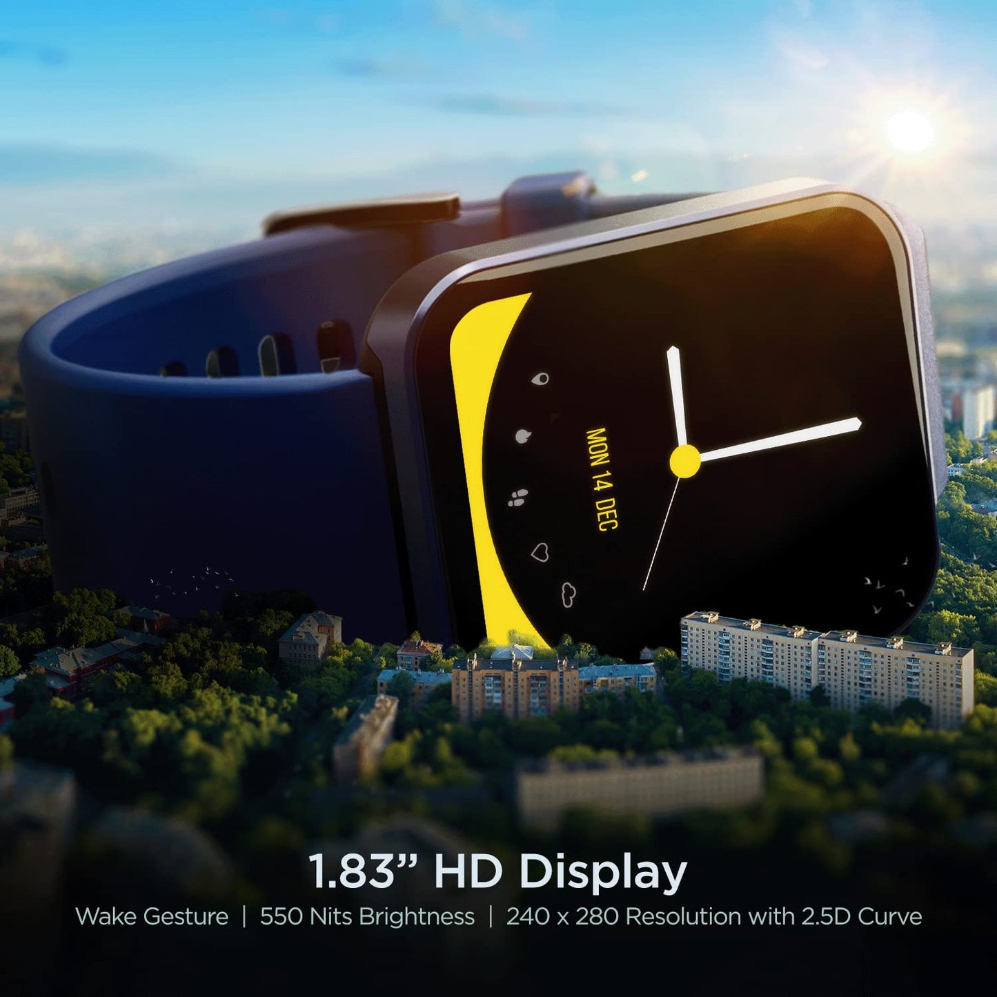 (Open Box)boAt Wave Leap Call Smart Watch w/ 1.83" (4.6 cm) HD Display, Advanced Bluetooth Calling, Coins,Multiple Watch Faces, Multi-Sports Modes, IP68, HR & SpO2, Metallic Design, Weather Forecasts(Deep Blue)