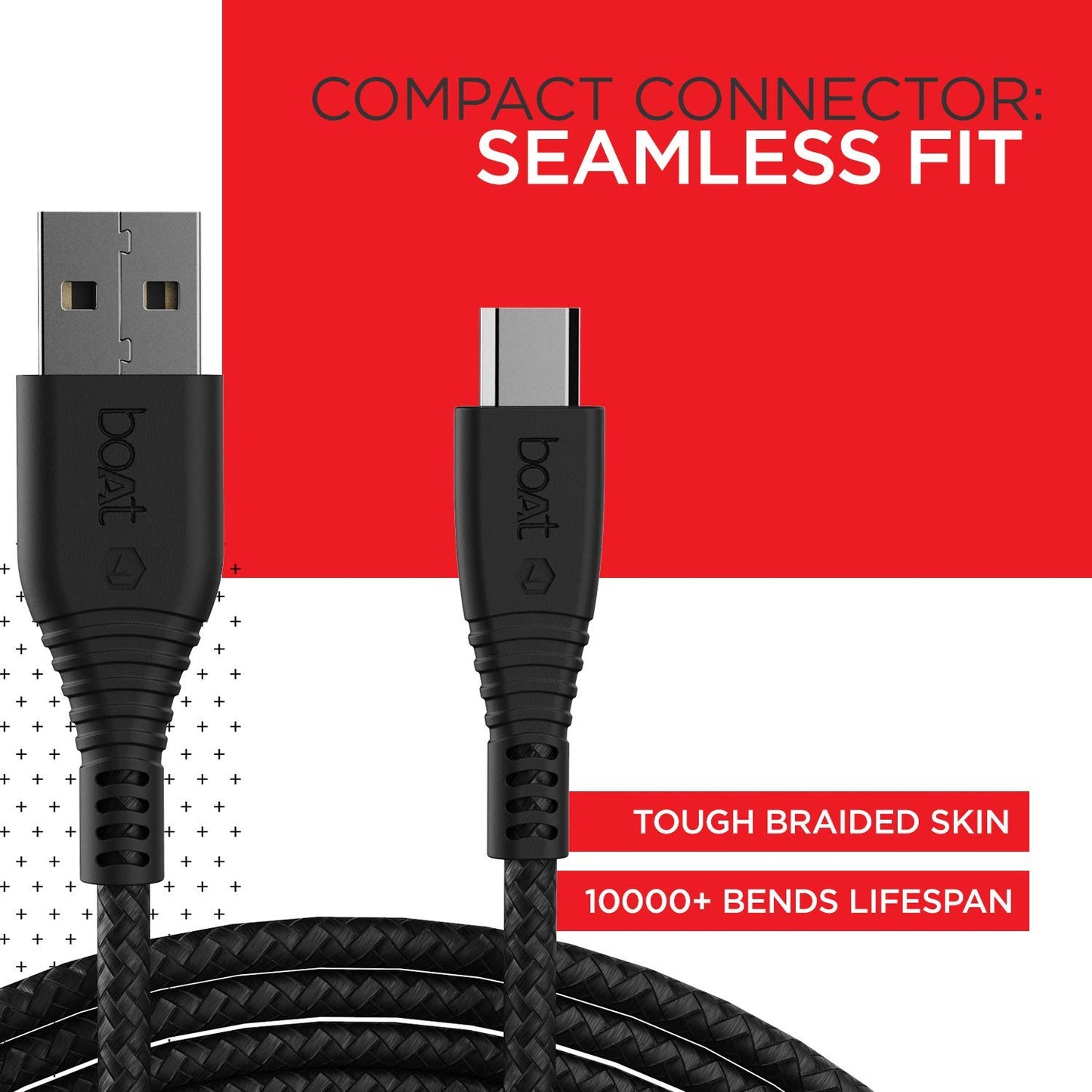 (Open box)boAt Micro USB 55 Tangle-Free, Sturdy Micro USB Cable with 3A Fast Charging & 480mbps Data Transmission, 10000+ Bends Lifespan & Extended 1.5m Length Black