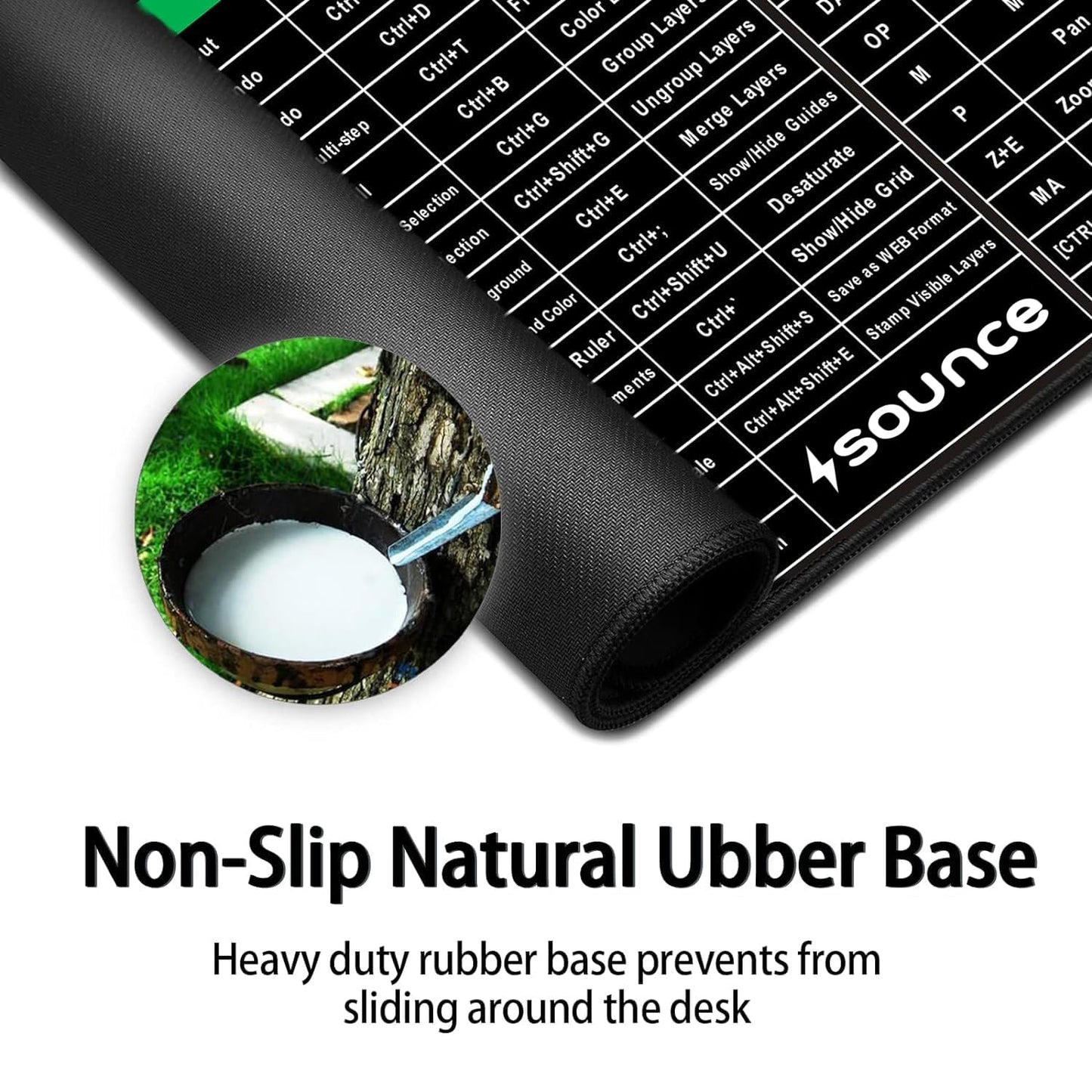 (Open Box) Sounce Mouse Pad Advanced Formula Rubber Extended Gaming Mouse Pad with Smooth Mouse Control Mercerized Surface Anti-fray Edges and Anti Slip Rubber Base Dimensions 800L x 300B x 2H mm (Black)