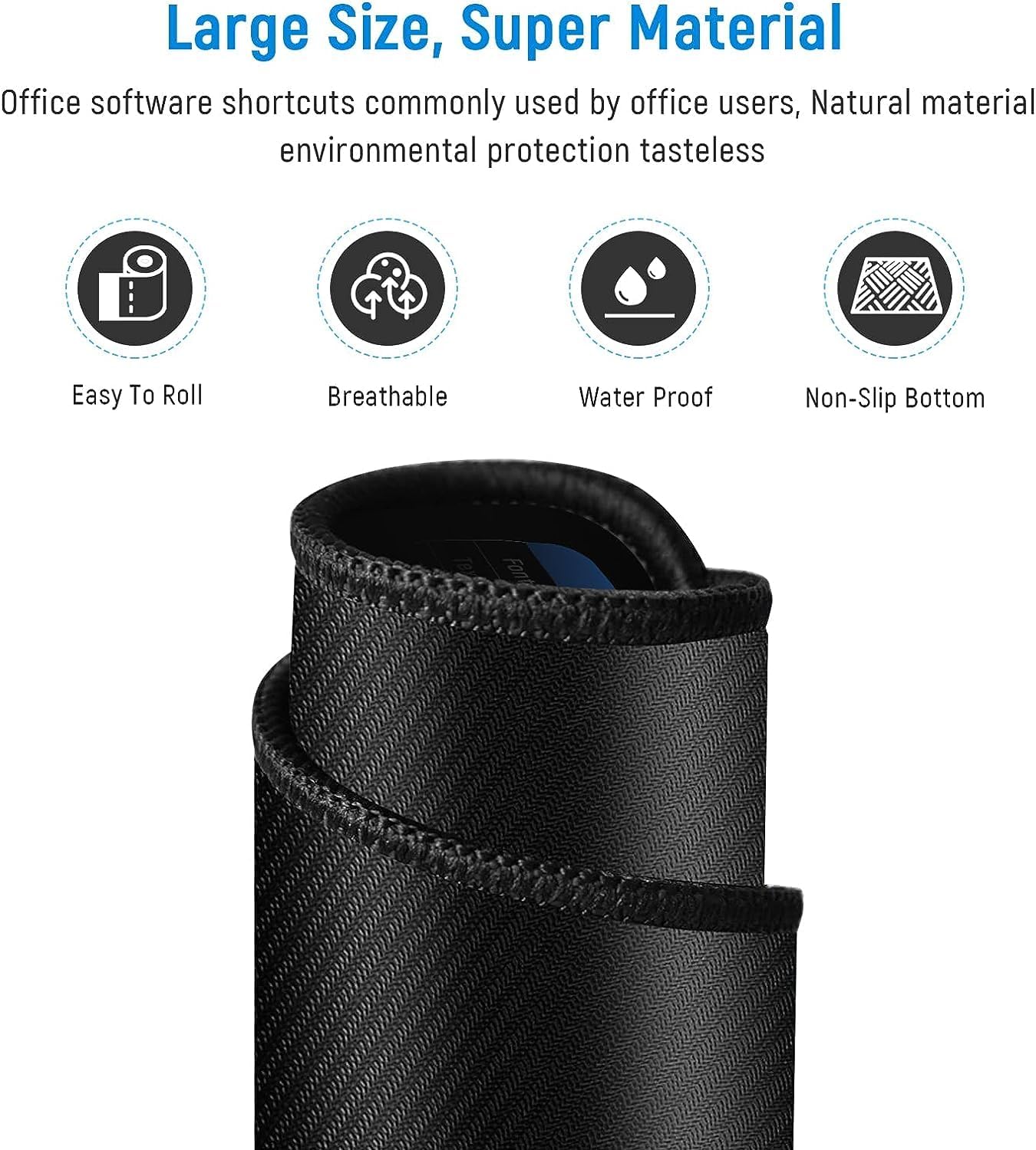 (Open Box) Sounce Mouse Pad Advanced Formula Rubber Extended Gaming Mouse Pad with Smooth Mouse Control Mercerized Surface Anti-fray Edges and Anti Slip Rubber Base Dimensions 800L x 300B x 2H mm (Black)