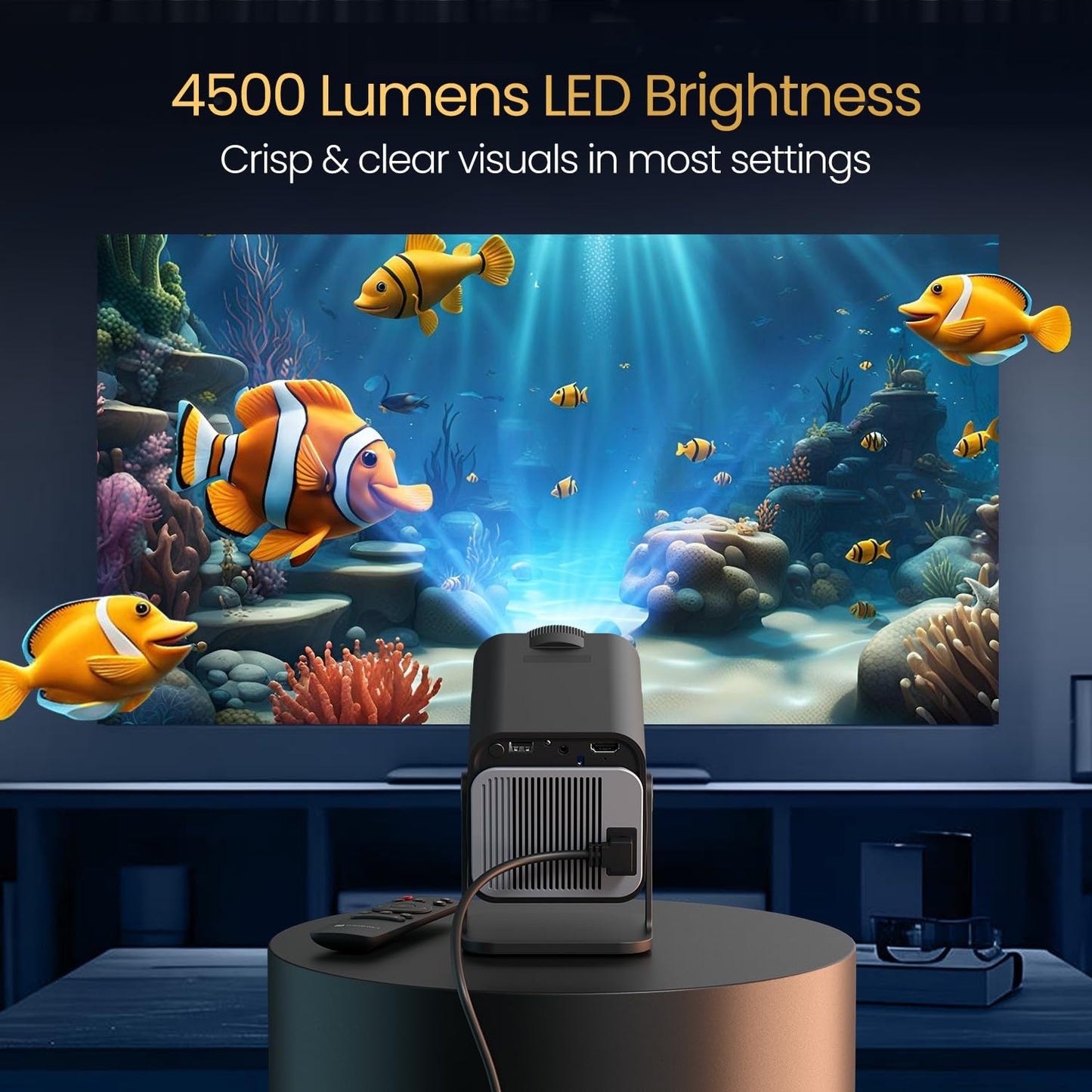 (Open Box) Portronics Beem 440 Smart LED Projector with 720p HD Resolution, Rotatable Design, Built-in Streaming Apps (Netflix, Prime Video, Hotstar), 2000 Lumens, Screen Mirroring, 3 Watts Speaker (White)