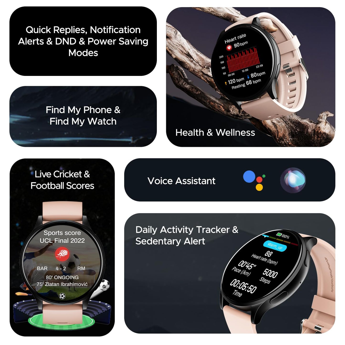 (Without box)boAt Lunar Orb w/ 1.45" (3.6 cm) AMOLED Display, BT Calling, DIY Watch Face Studio, Coins, Crest App Health Ecosystem, Live Cricket & Football Scores, IP67, Smart Watch for Men & Women(Active Black)