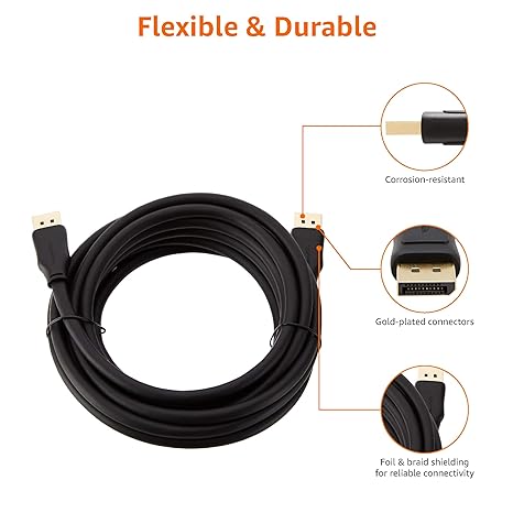 (Open Box) AmazonBasics 15 Feet DisplayPort to DisplayPort Cable - (Not HDMI Cable, Gold)