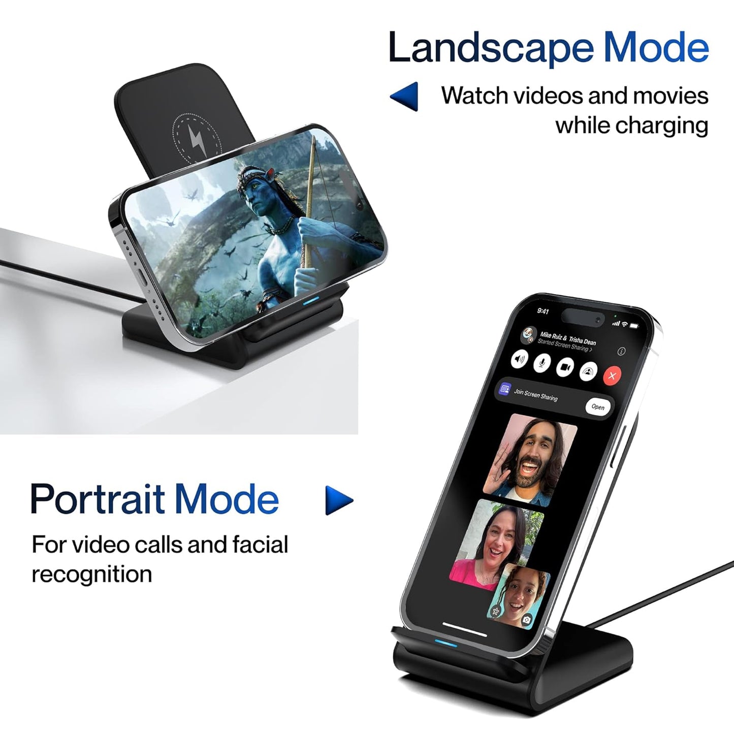 (Open Box) Ambrane 15W Wireless Charging Stand for iPhone 14/13/12 Series, Galaxy S23/S22/S21/S20/Note20 Series, OnePlus 9/9 Pro, Apple Watch & Other Qi Devices (Powerpod, Black)