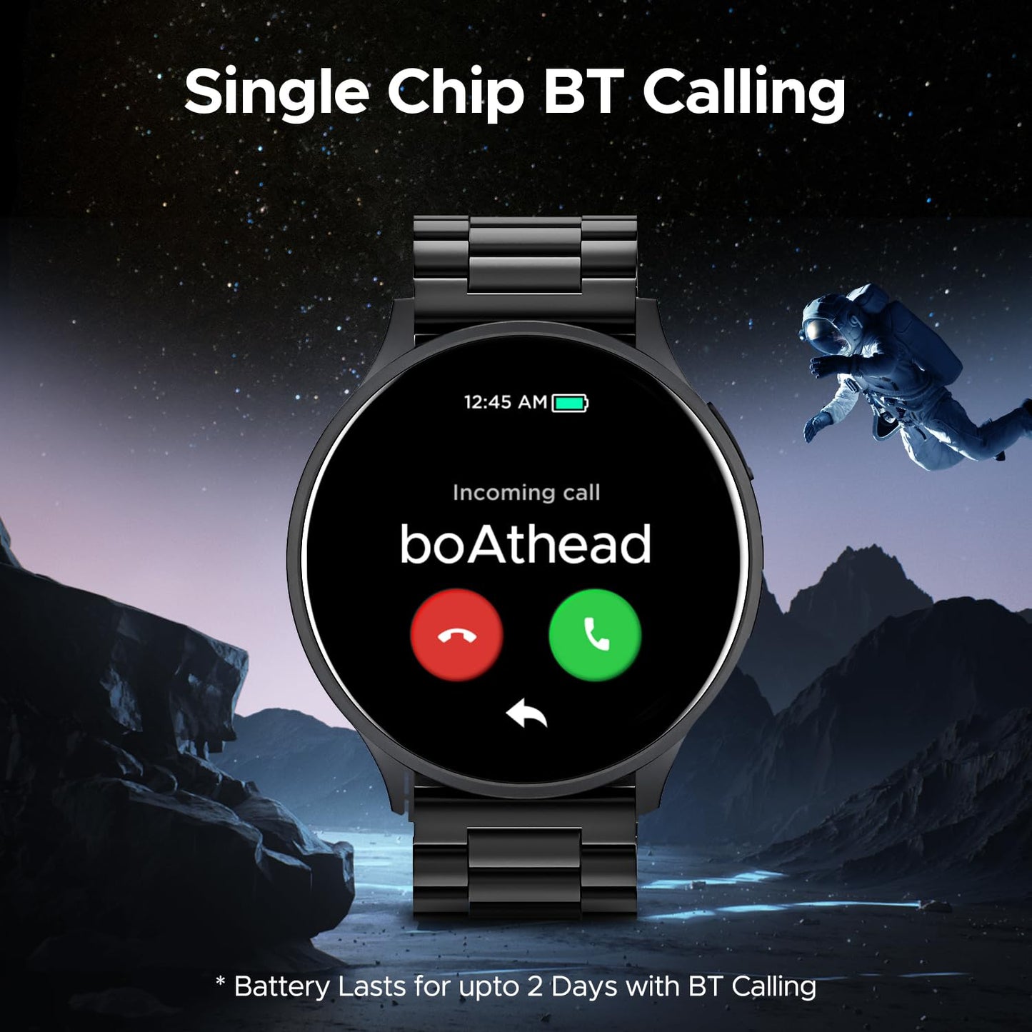(Without box)boAt Lunar Orb w/ 1.45" (3.6 cm) AMOLED Display, BT Calling, DIY Watch Face Studio, Coins, Crest App Health Ecosystem, Live Cricket & Football Scores, IP67, Smart Watch for Men & Women(Active Black)