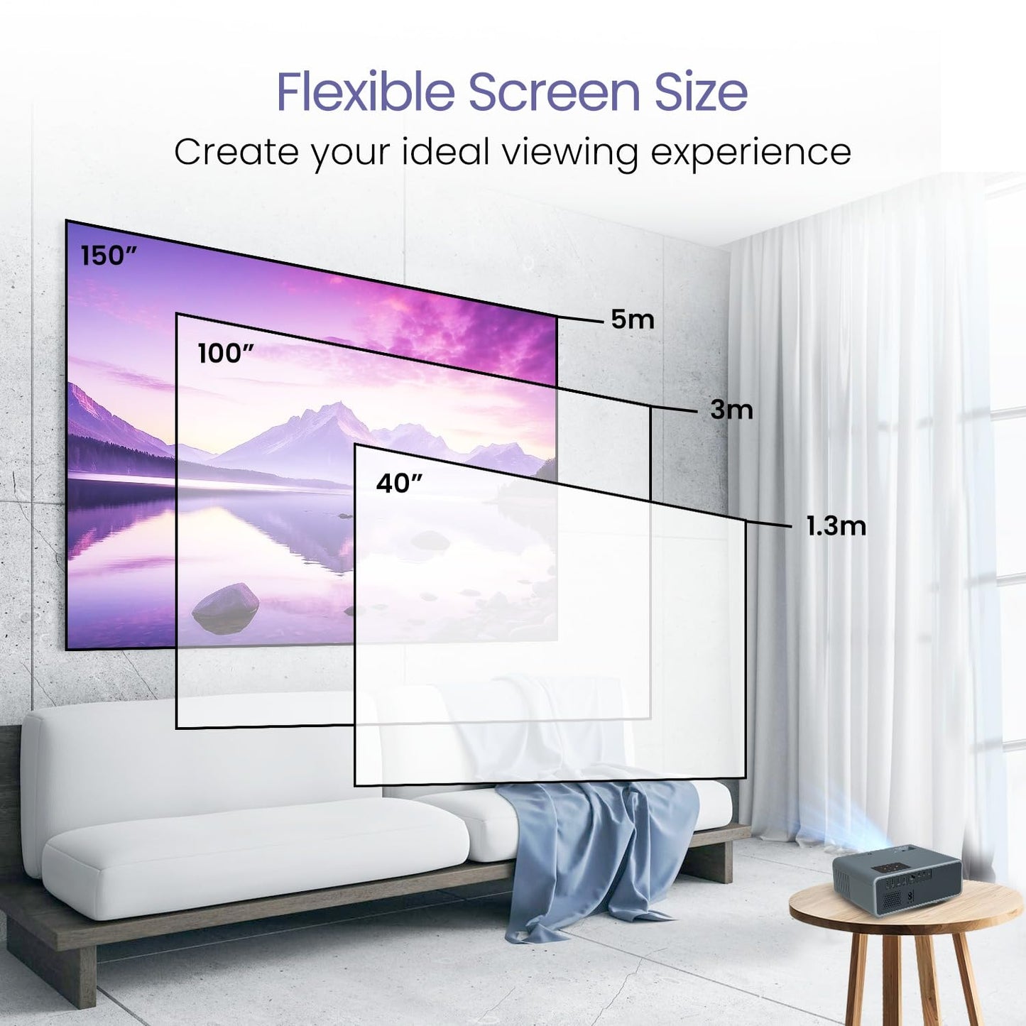 (Open Box) Portronics Beem 440 Smart LED Projector with 720p HD Resolution, Rotatable Design, Built-in Streaming Apps (Netflix, Prime Video, Hotstar), 2000 Lumens, Screen Mirroring, 3 Watts Speaker (White)