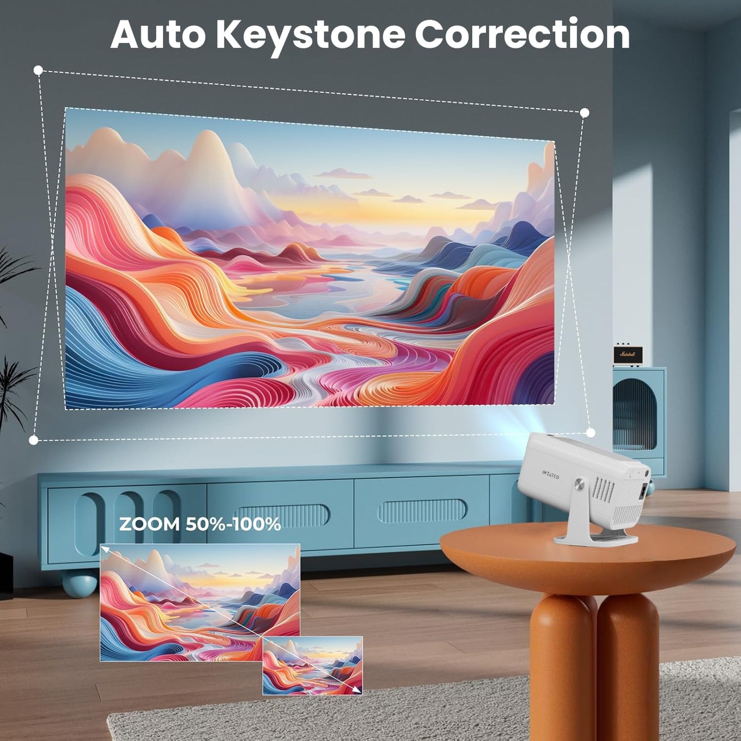 (Open Box) WZATCO Yuva Plus (Upgraded) Native 1080P Full HD Projector with 4K Support, 11700 Lumens, 250" Screen | 5 Watt HiFi Speaker, Bluetooth 5.1 | Slide Lens Door, White