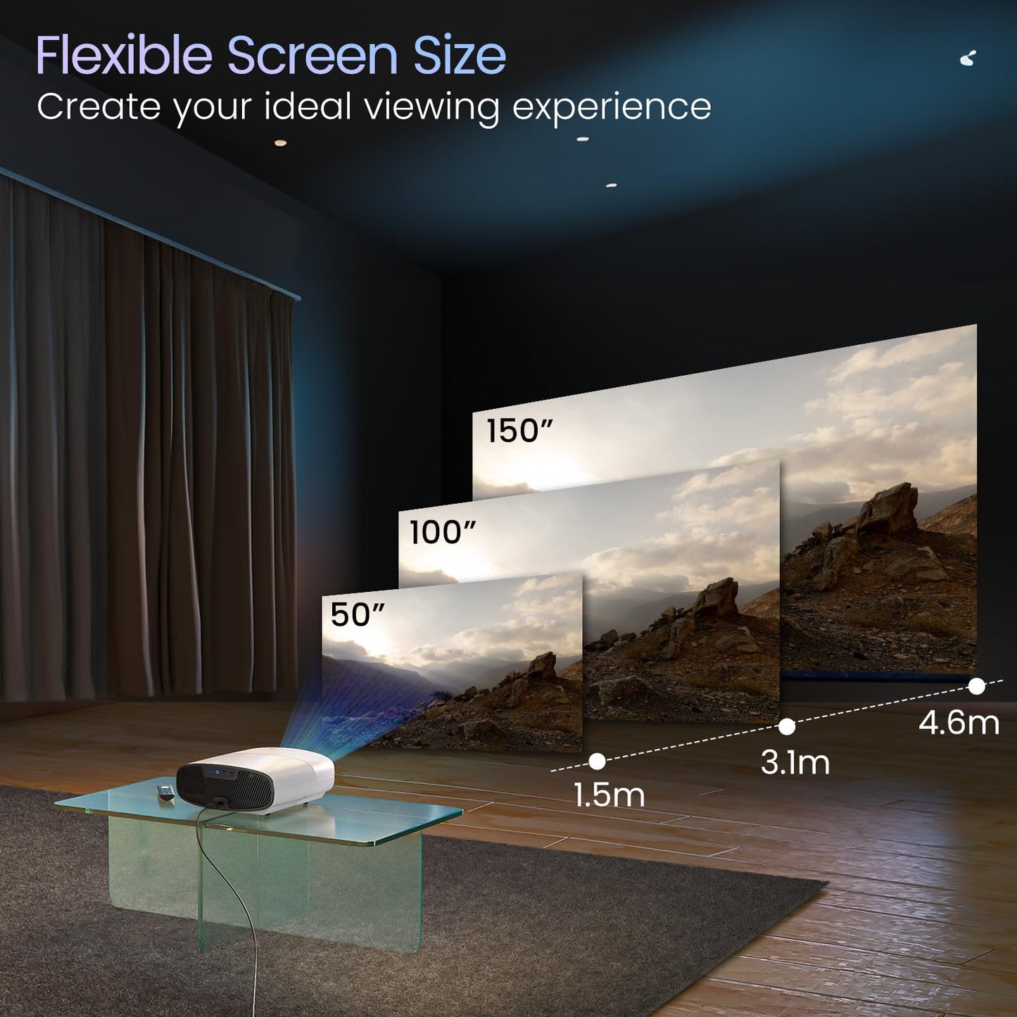(Open Box) Portronics Beem 440 Smart LED Projector with 720p HD Resolution, Rotatable Design, Built-in Streaming Apps (Netflix, Prime Video, Hotstar), 2000 Lumens, Screen Mirroring, 3 Watts Speaker (White)