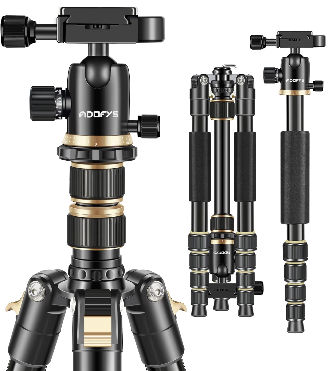 (Open Box) Adofys 70” Aluminium Camera Tripod with Travel Bag and Phone Holder |Operating Height: 70 inch | Maximum Load Capacity up to 5kg | Compatible with All Cameras, Cell Phones, Projector, Webcam