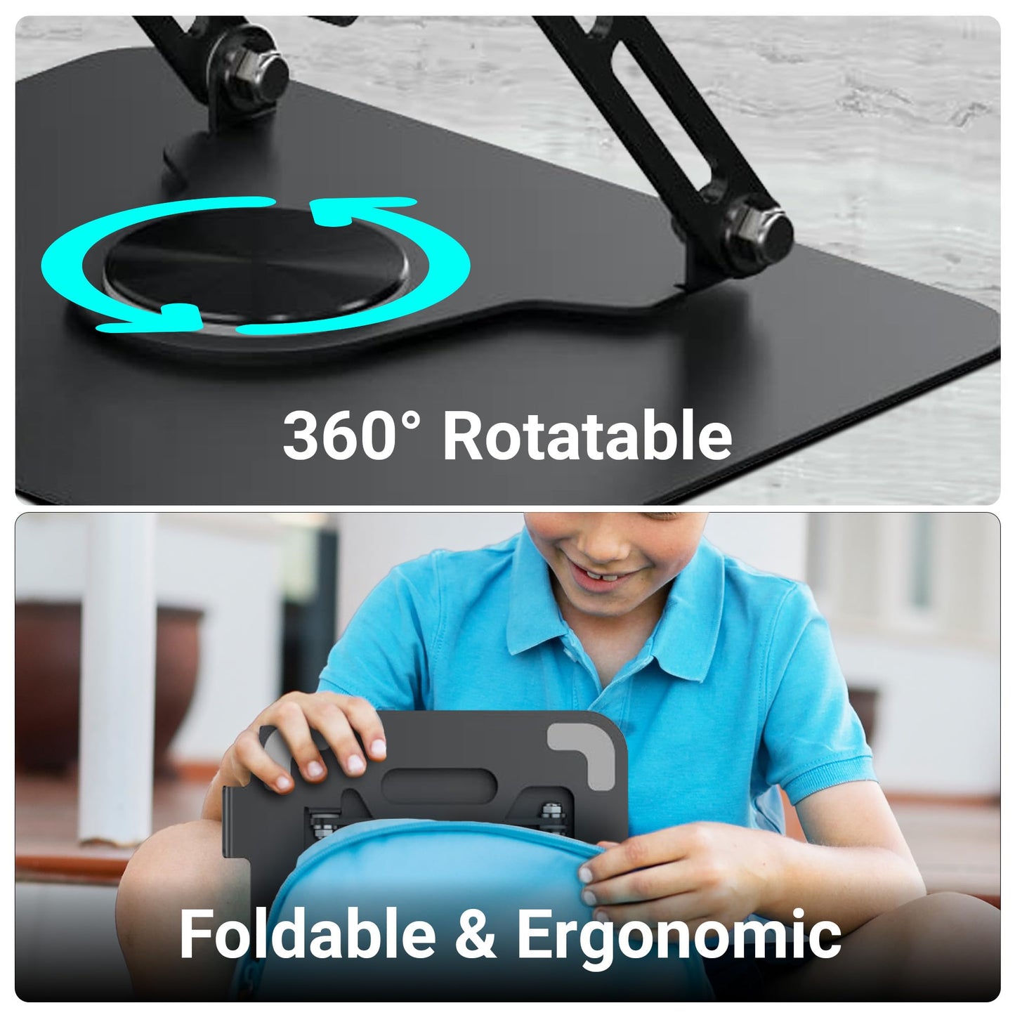 (OPEN BOX0)Zebronics NS3000 Portable Laptop & Tablet Stand Supports Upto 17” with Max. 5KG Support, Anti-Slip Silicone Pads, Foldable Design, Multi Angle Adjustment, Carbon Steel Body