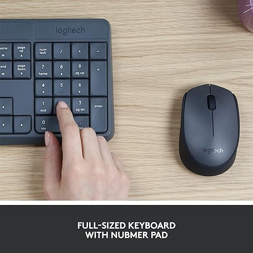 (Open Box) Logitech MK235 Wireless Keyboard and Mouse Set for Windows, 2.4 GHz Wireless Unifying USB Receiver, 15 FN Keys, Long Battery Life, Compatible with PC, Laptop - Black