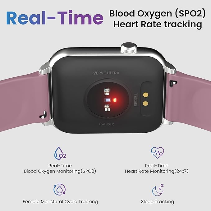 (Open Box) TAGG Verve Ultra Smartwatch with 1.69'' 3D Curved Display, Real SPO2, and Real-Time Heart Rate Tracking, 10 Days Battery Backup, IPX68 Waterproof