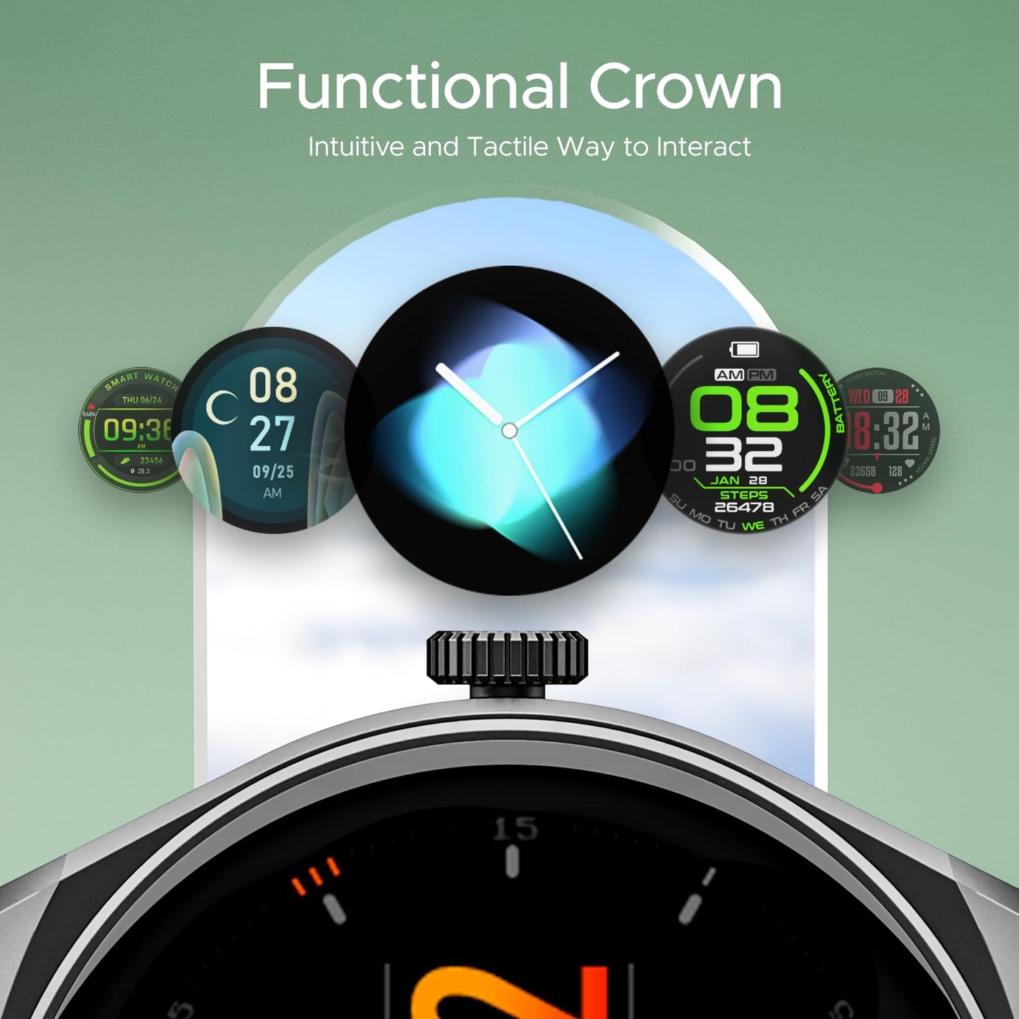 (Without box)boAt Lunar Seek w/ 1.39" (3.5 cm) HD Display, Advanced Bluetooth Calling, Functional Crown, Multiple Sports Mode,100 Watch Faces, IP67 Dust, Sweat & Splash Resistance, HR & SpO2 Monitoring(Metal Grey)