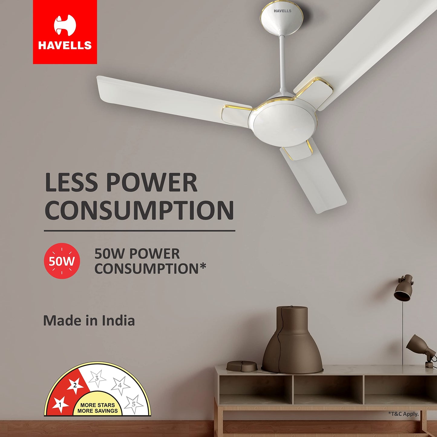 Havells 1200 mm FAN ENTICER ES BEIGE COPPER, 2 Star