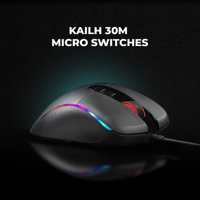 (Open Box) Cosmic Byte Equinox Alpha 5000DPI 7 Button Gaming USB Mouse, Pixart PMW3325 Sensor, Spectra RGB with Software