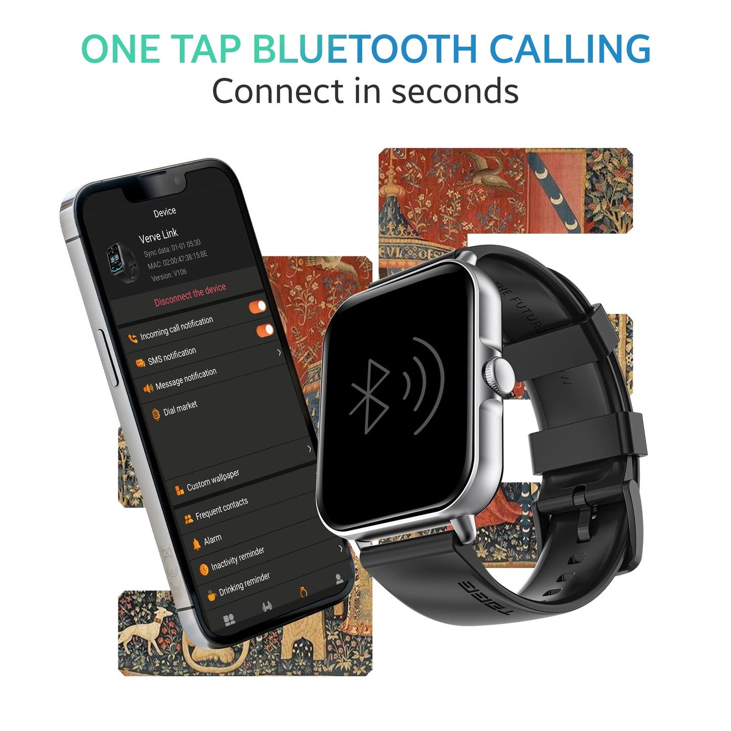(Open box)TAGG Engage Lite Advanced Calling Smartwatch with Split Screen Function | Single Chip Technology | Fast Charge 10 min = 1 Day Usage | AI Voice Assistant | Built-In Games, Calculator, Stopwatch & Timer