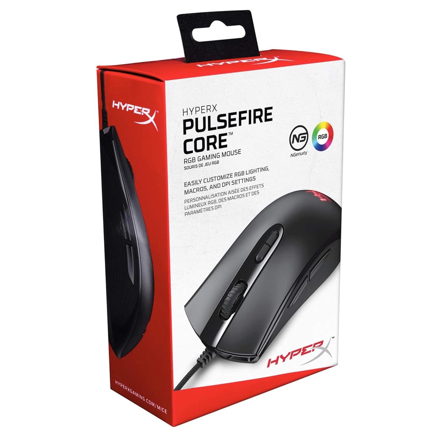 (Open Box) HyperX Pulsefire Core RGB USB Gaming Mouse, Software Controlled RGB Light Effects & Macro Customization, Pixart 3327 Sensor up to 6,200DPI, 7 Programmable Buttons- Black (HX-MC004B)