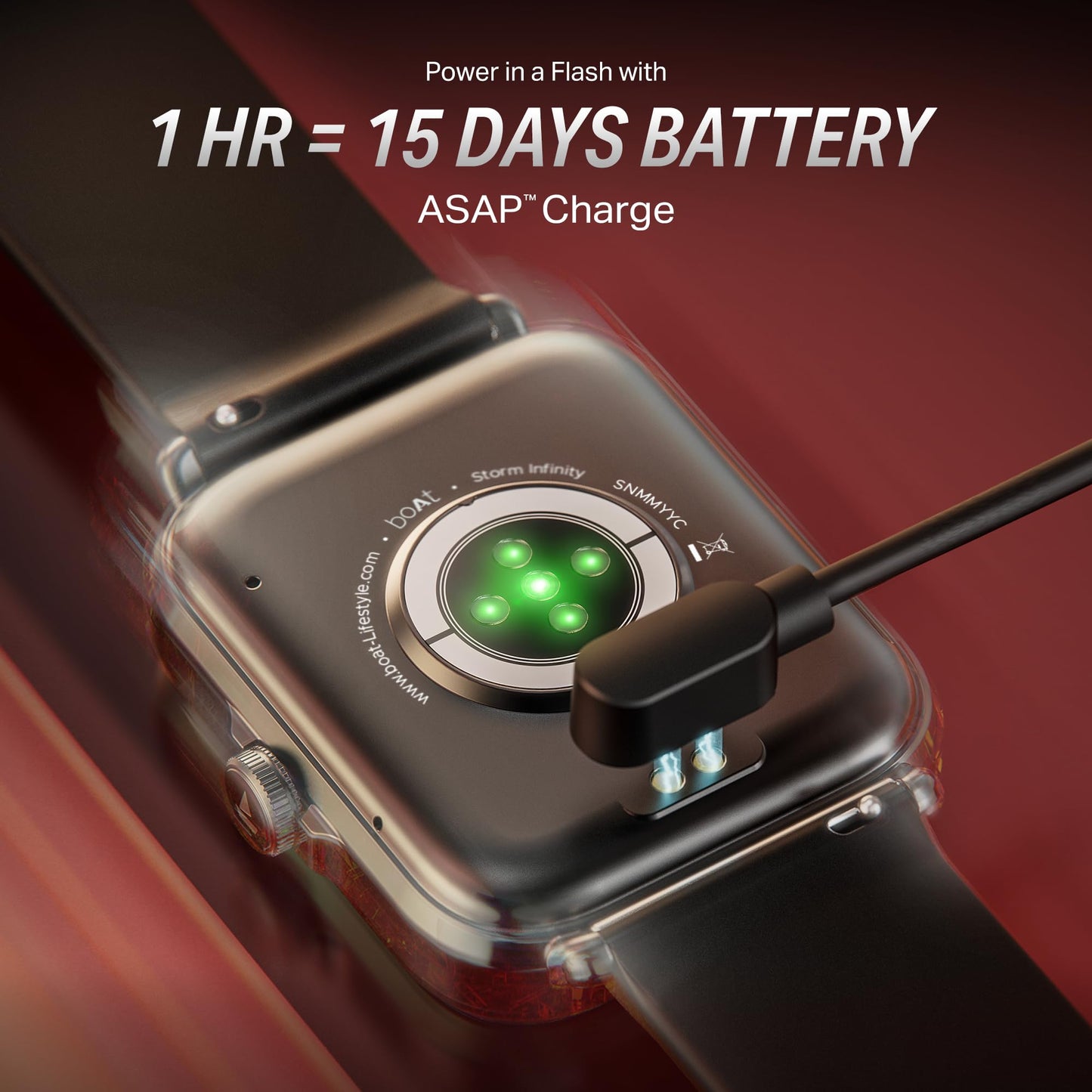 (Open Box) boAt Storm Infinity Plus w/15 Days Extensive Battery fueled by Huge 550mAh Battery, Fast Charge, 1.83”(4.65cm)HD Display, Functional Crown, BT Calling, Smart watch for Men & Women (Active Black)