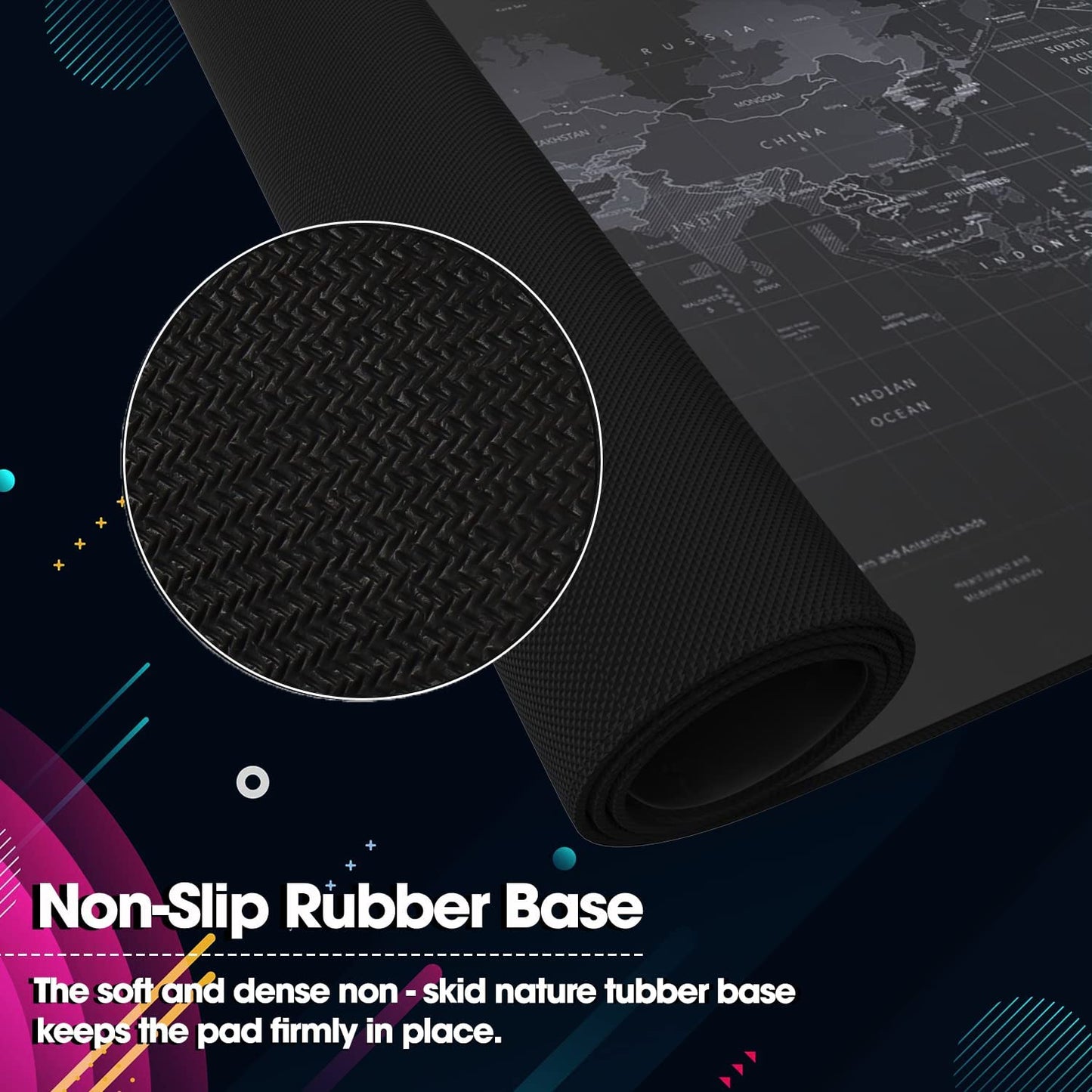 (Open Box) Sounce Mouse Pad Advanced Formula Rubber Extended Gaming Mouse Pad with Smooth Mouse Control Mercerized Surface Anti-fray Edges and Anti Slip Rubber Base Dimensions 800L x 300B x 2H mm (Black)