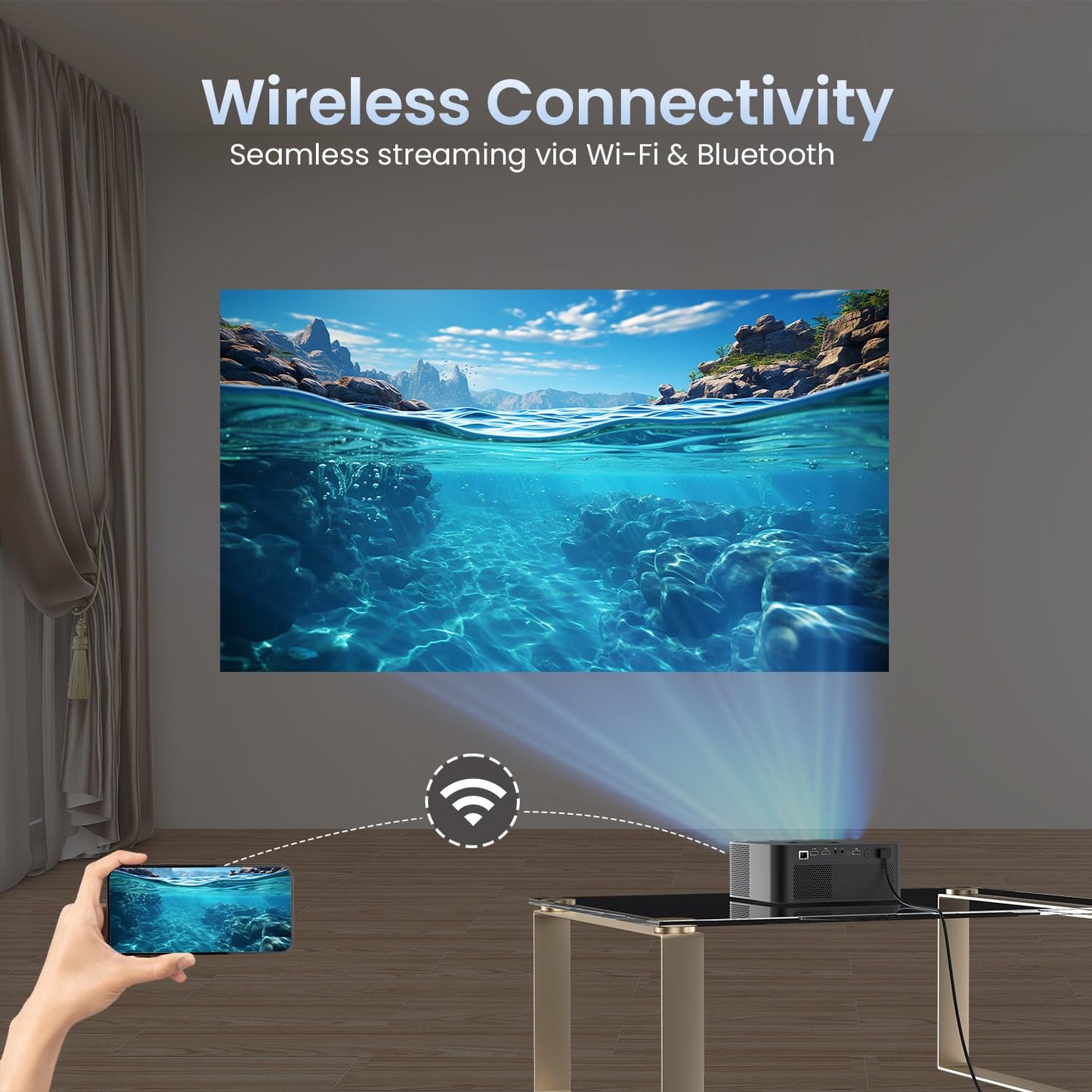 (Open Box) Portronics Beem 440 Smart LED Projector with 720p HD Resolution, Rotatable Design, Built-in Streaming Apps (Netflix, Prime Video, Hotstar), 2000 Lumens, Screen Mirroring, 3 Watts Speaker (White)