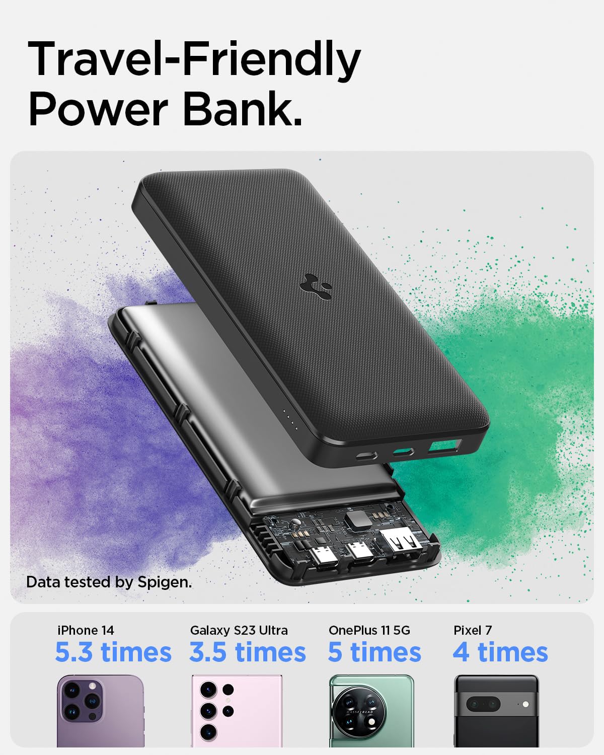 (Open Box) Spigen ArcPack 20000mAh Power Bank | PD 3.0, PPS Fast Carging | 30W Max Output | 2 Type-C Ports, 1 USB-A Port - (ABS + PC | Black)