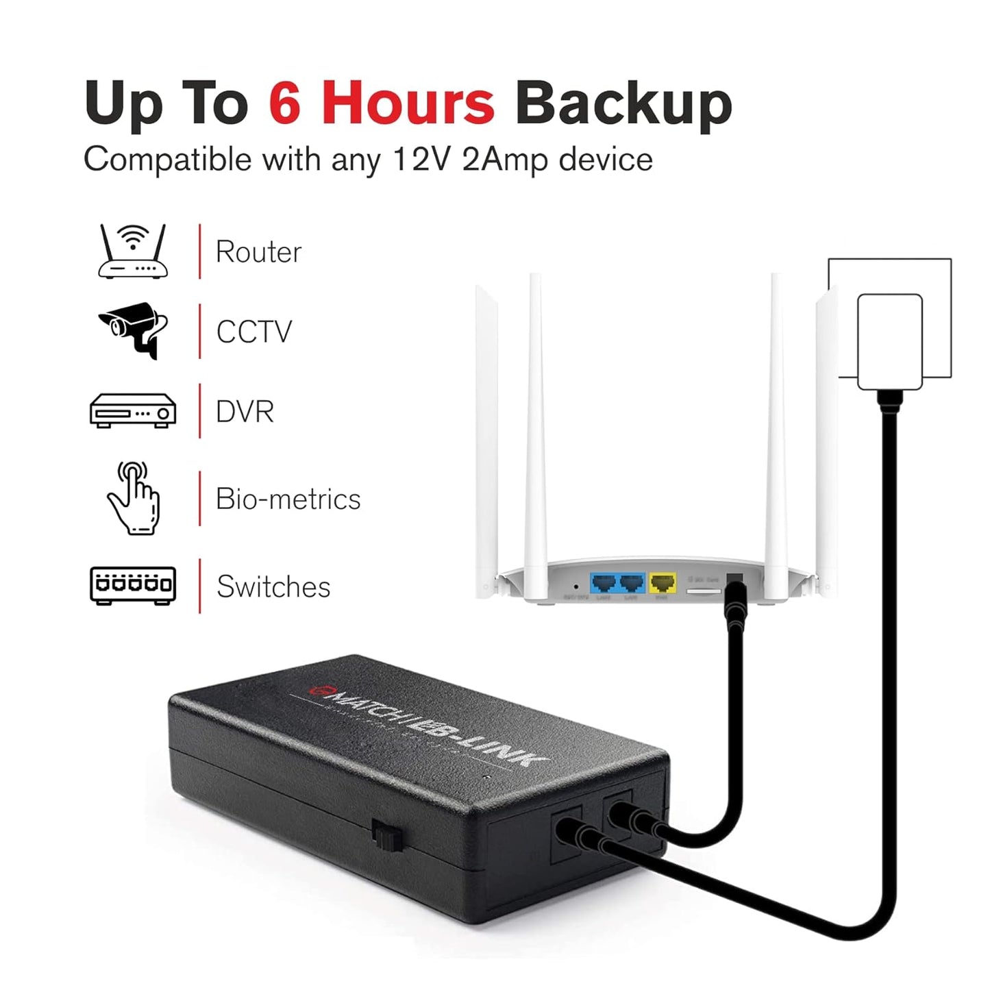 (Open Box) Match LB-LINK Mini UPS for 12V WiFi Router Broadband Modem | Backup Upto 6 Hours | 2200mAh Battery | Current Surge & Deep Discharge Protection |WiFi Router UPS Power Backup During Power Cuts