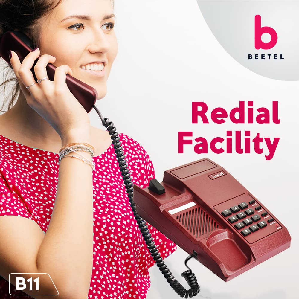 (Open Box) Beetel B11 Corded Landline Phone, Ringer Volume Control, LED for Ring Indication, Wall/Desk Mountable, Classic Design, Clear Call Quality, Mute/Pause/Flash/Redial Function (Made in India)(Black)(B11)