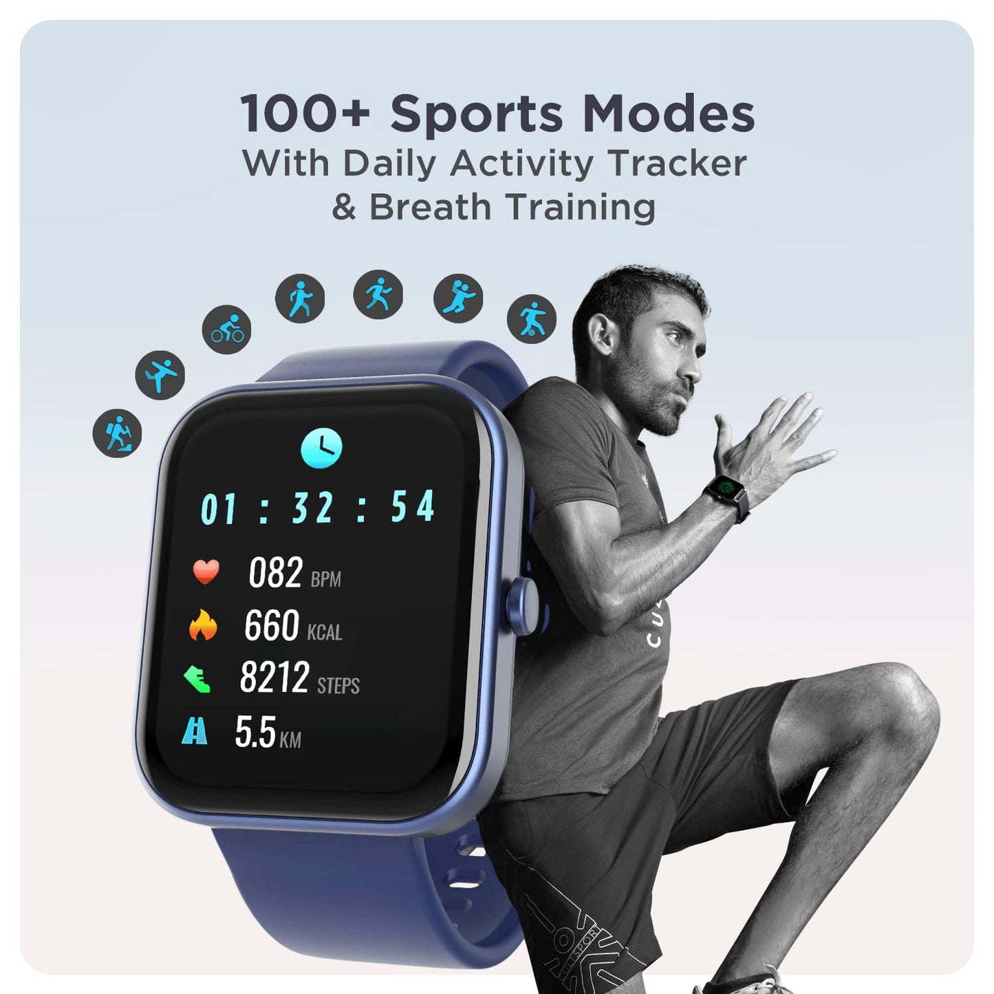 (Without Box)boAt Wave Electra Smart Watch w/ 1.81" (4.5 cm) HD Display, Smart Calling w/Ultra-Seamless BT Calling Chip,20 Built-in Watch Faces,100 + Sports Modes,Menu Personalization,in-Built Games(Deep Blue)