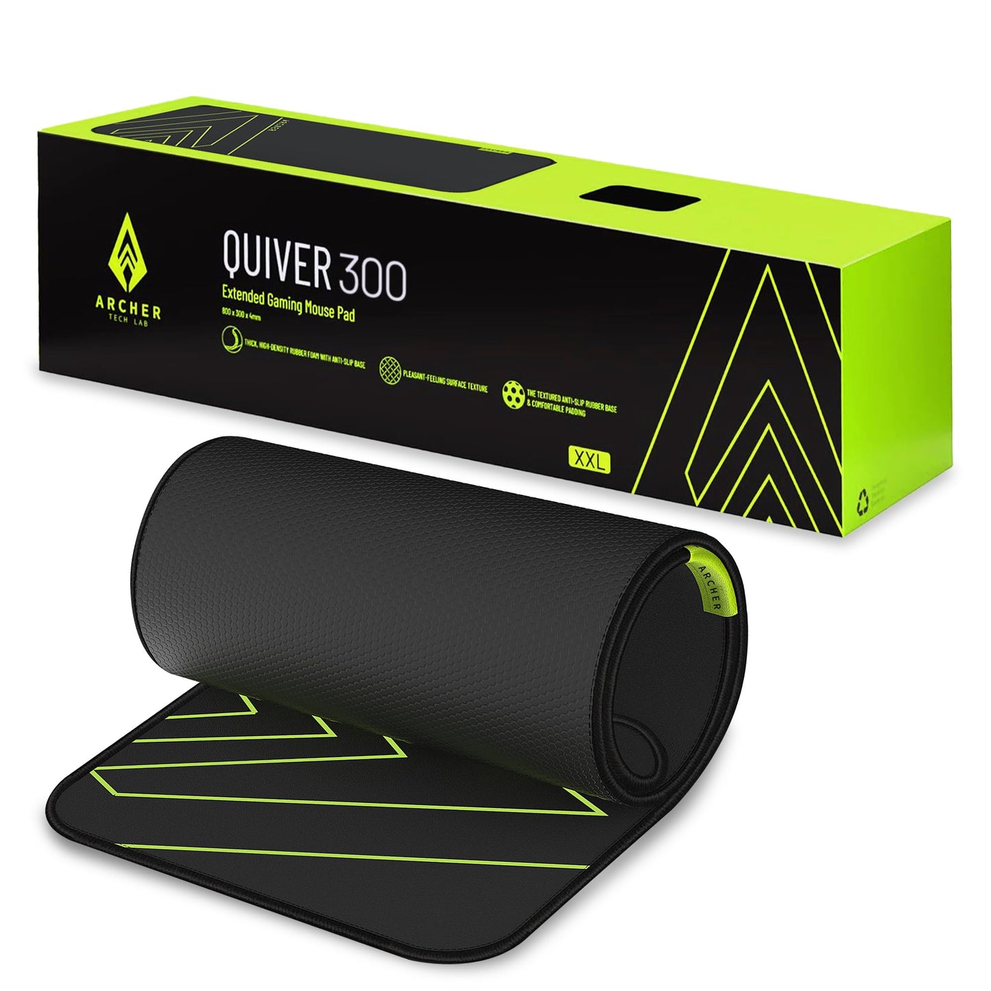 (Open Box) Archer Tech Lab Quiver 400 Gaming Mousepad, 16 RGB Strip Design, Touch Control, High Speed+Low Friction Jacquard Cloth Surface, Fruit Grain Anti Skid Base, Water-Resistant, Extra Ports, Portable