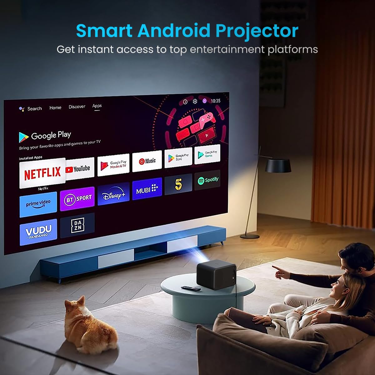 (Open Box) Portronics Beem 440 Smart LED Projector with 720p HD Resolution, Rotatable Design, Built-in Streaming Apps (Netflix, Prime Video, Hotstar), 2000 Lumens, Screen Mirroring, 3 Watts Speaker (White)