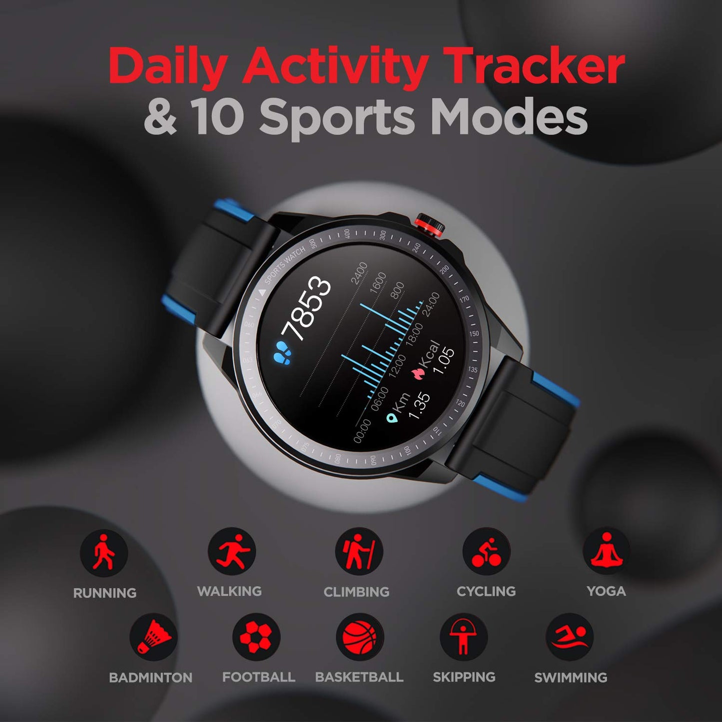 (Without box)boAt Lunar Orb w/ 1.45" (3.6 cm) AMOLED Display, BT Calling, DIY Watch Face Studio, Coins, Crest App Health Ecosystem, Live Cricket & Football Scores, IP67, Smart Watch for Men & Women(Active Black)