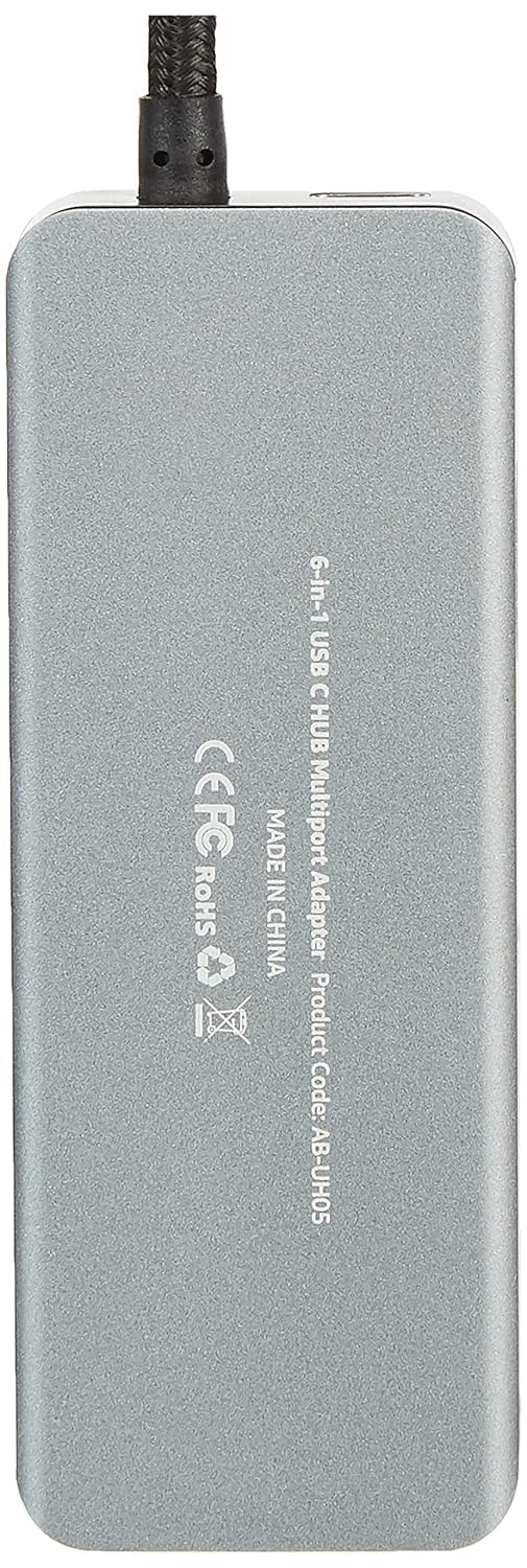 (Open Box) Amazon Basics 4 Port Superspeed USB 3.0 Hub with Charging Function and 15 CM Built-in Cable (Grey)