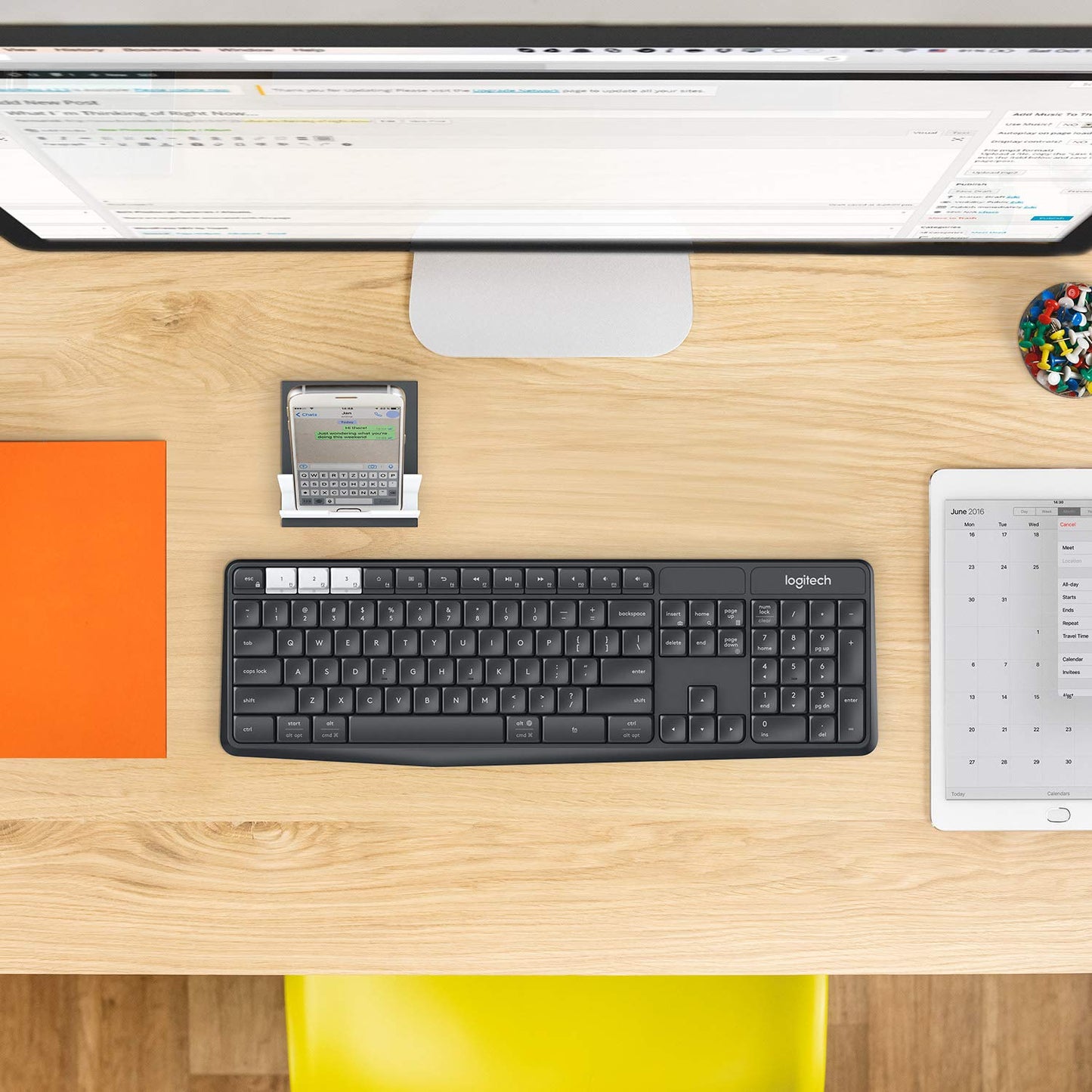 (Open Box) Logitech K375s Wireless Multi Device Keyboard (Black/ Charcoal)