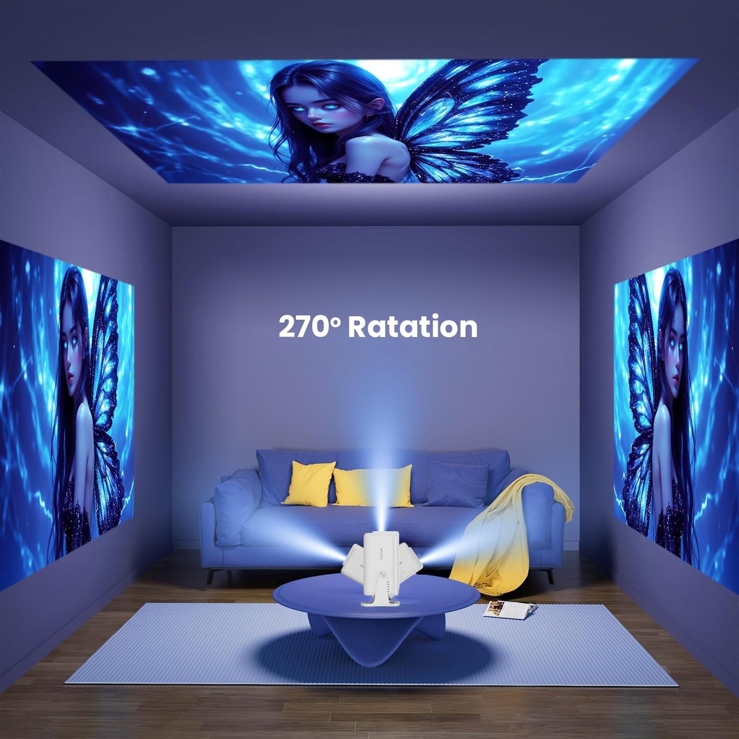 (Open Box) WZATCO Yuva Plus (Upgraded) Native 1080P Full HD Projector with 4K Support, 11700 Lumens, 250" Screen | 5 Watt HiFi Speaker, Bluetooth 5.1 | Slide Lens Door, White