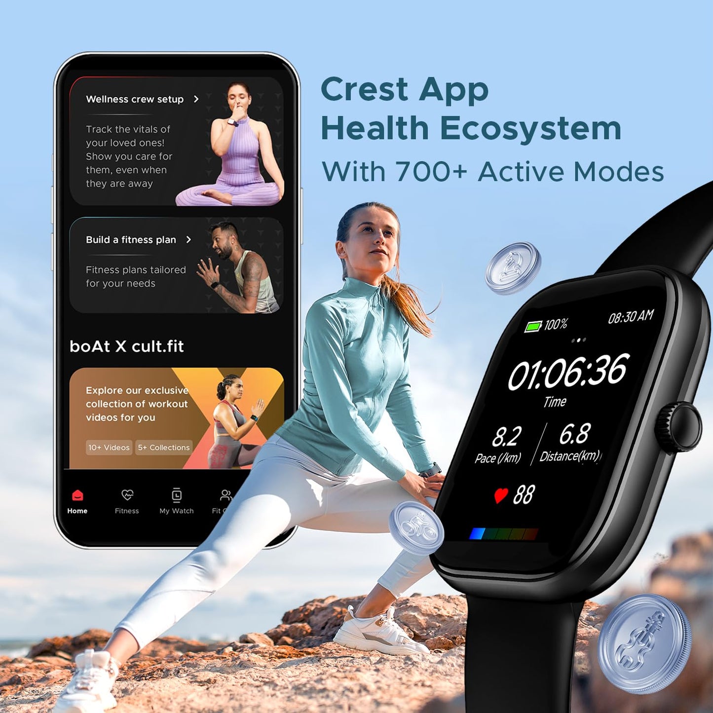 (Open Box) boAt Wave Sigma w/ 2.01" (5.1 cm) HD Display,Bluetooth Calling, Coins, DIY Watch Face Studio, 700+ Active Modes, HR&SpO2 Monitoring, Energy and Sleep Scores, Smart Watch for Men & Women(Active Black)