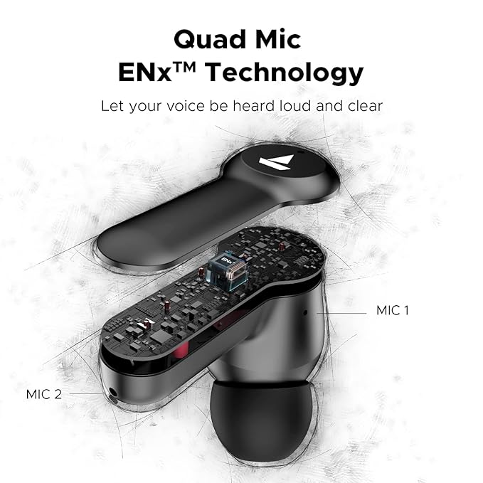 (Without Box) boAt Airdopes Fuel in Ear Headphones,Quad Mics,Enx Tech,Beast Mode,50H Playtime,ASAP Charge,Ipx4,Iwp,Touch Controls
