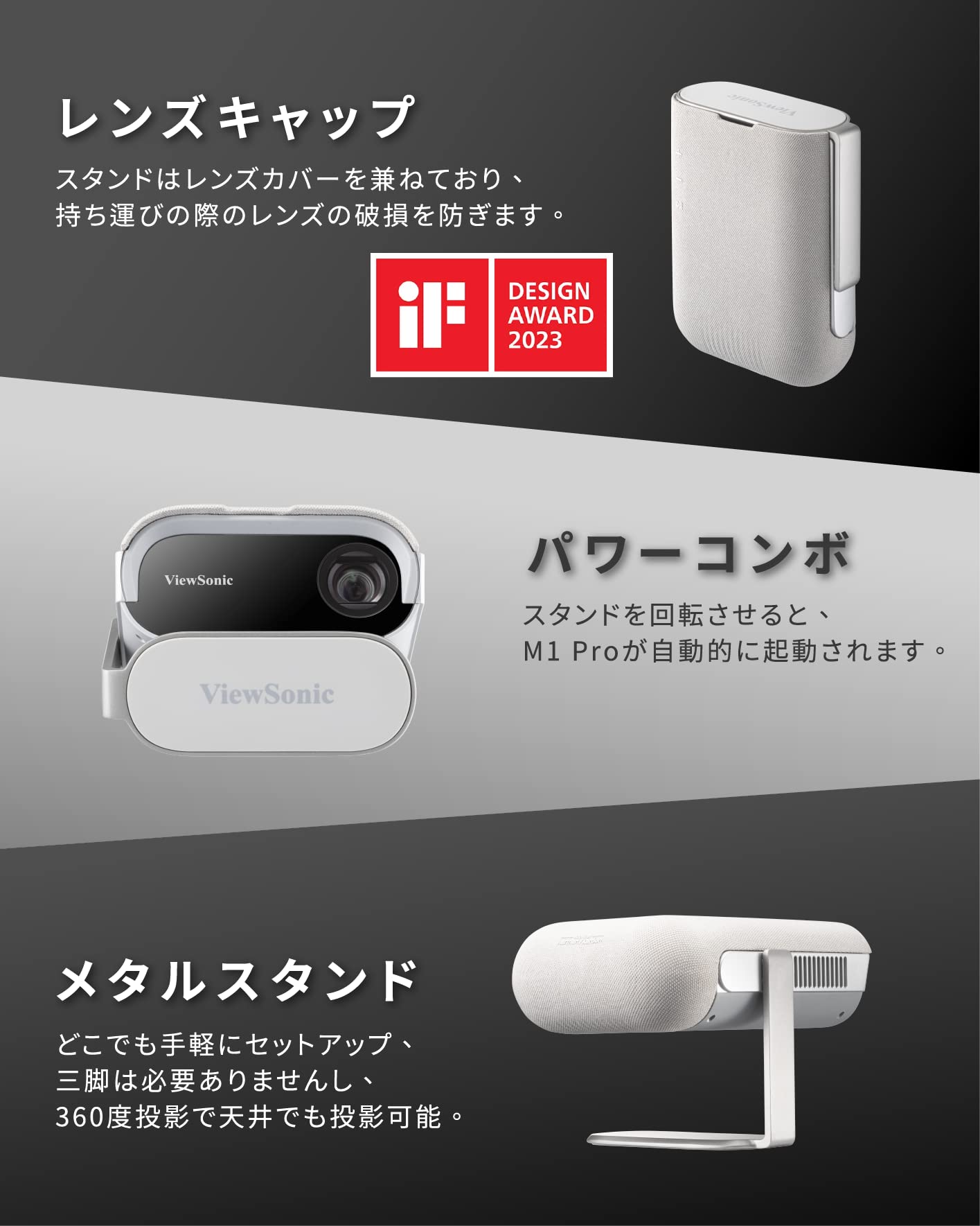 (Open Box) Viewsonic M1 Mini Portable Projector | Jbl Speaker | Hdmi | Auto Keystone |Built-in Battery |100" Projection Image 854 X 480 | 100 Lumen - White