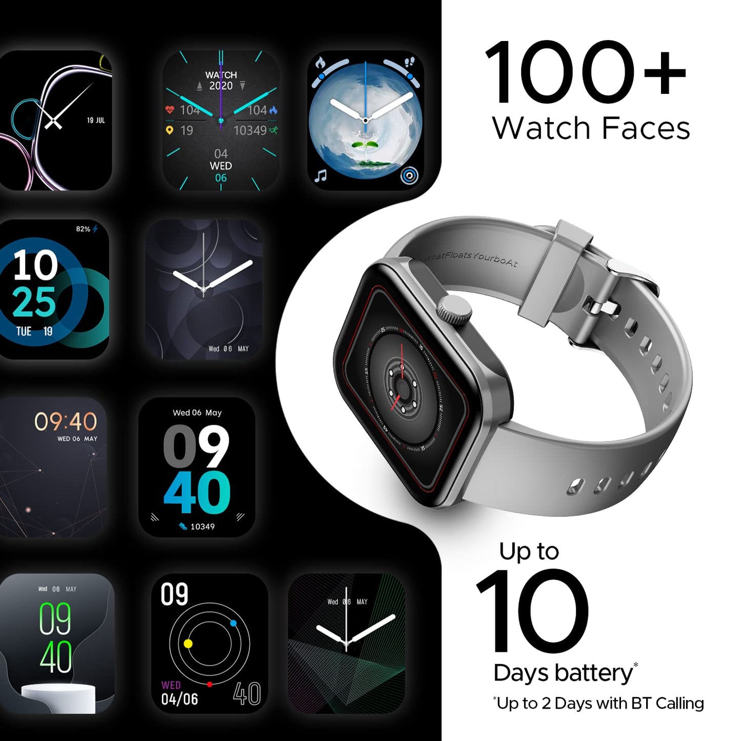 (Open Box) boAt Ultima Call Max Smart Watch w/ 2" Big HD Display, Advanced BT Calling, 100+ Sports Modes, 10 Days Battery Life, Multiple Watch Faces, IP68, HR & SpO2, Sedentary Alerts(Active Black)